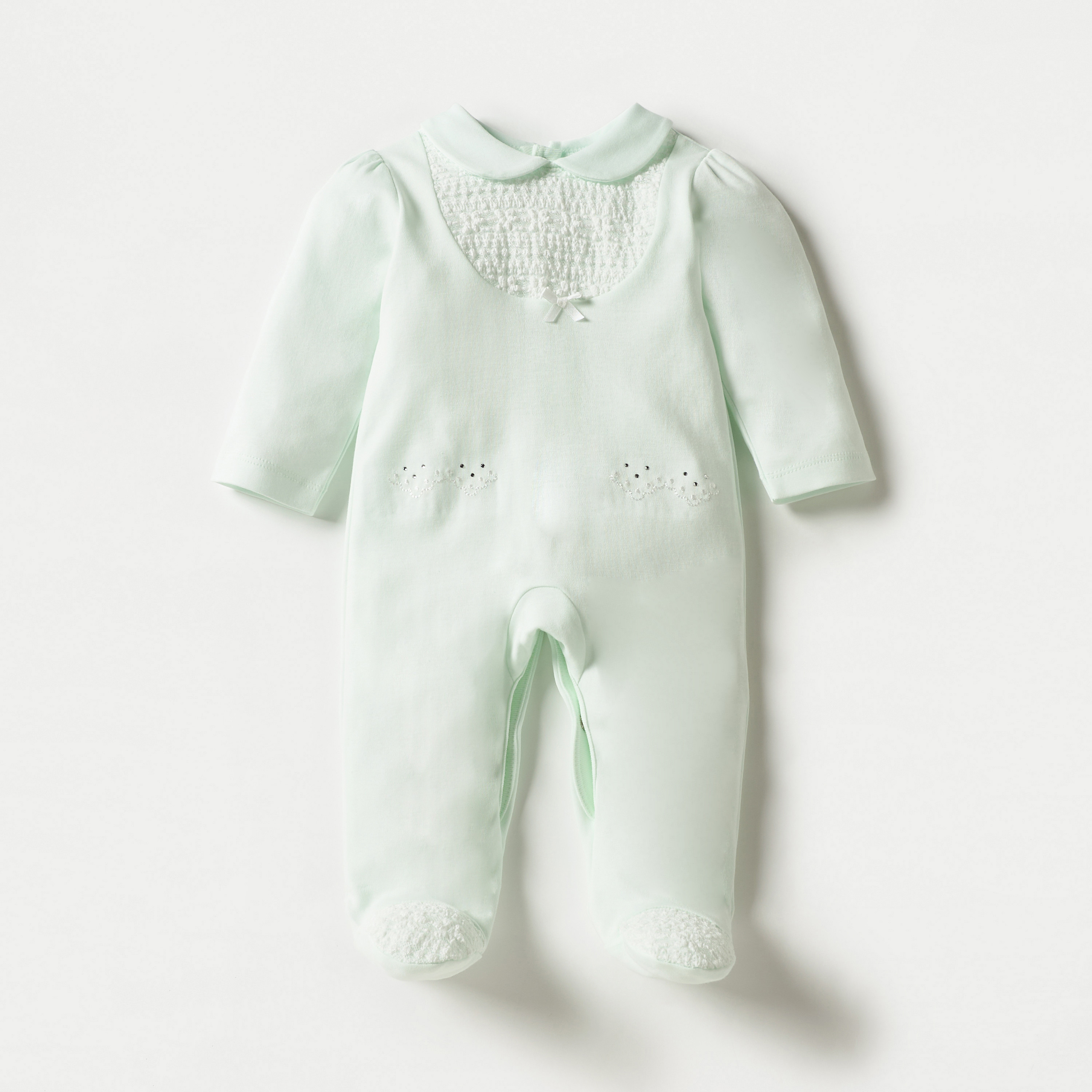 Giggles Panelled Sleepsuit with Collar and Long Sleeves-baby-girls-clothing-nightwear-sleepsuits-image-1