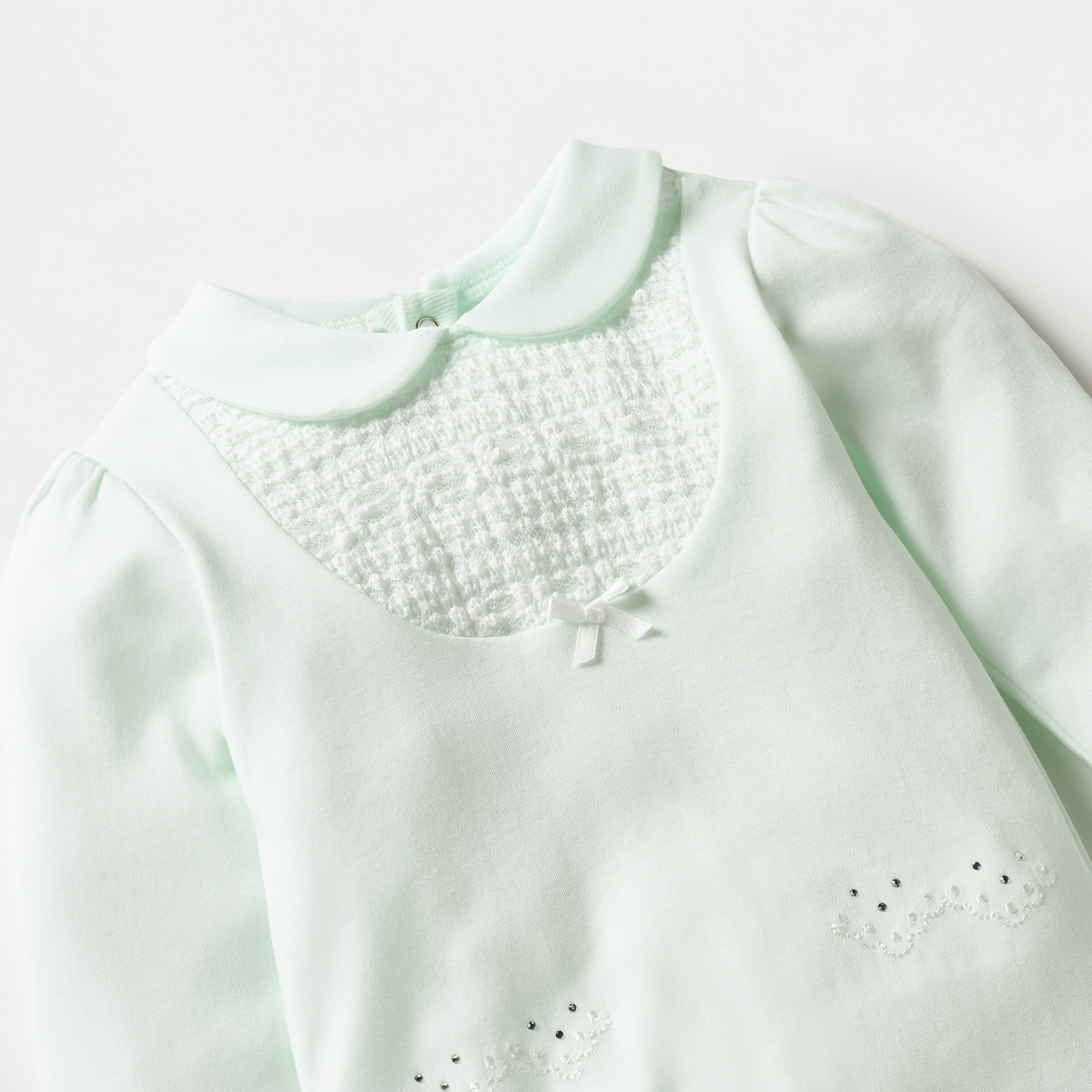 Giggles Panelled Sleepsuit with Collar and Long Sleeves-baby-girls-clothing-nightwear-sleepsuits-image-3