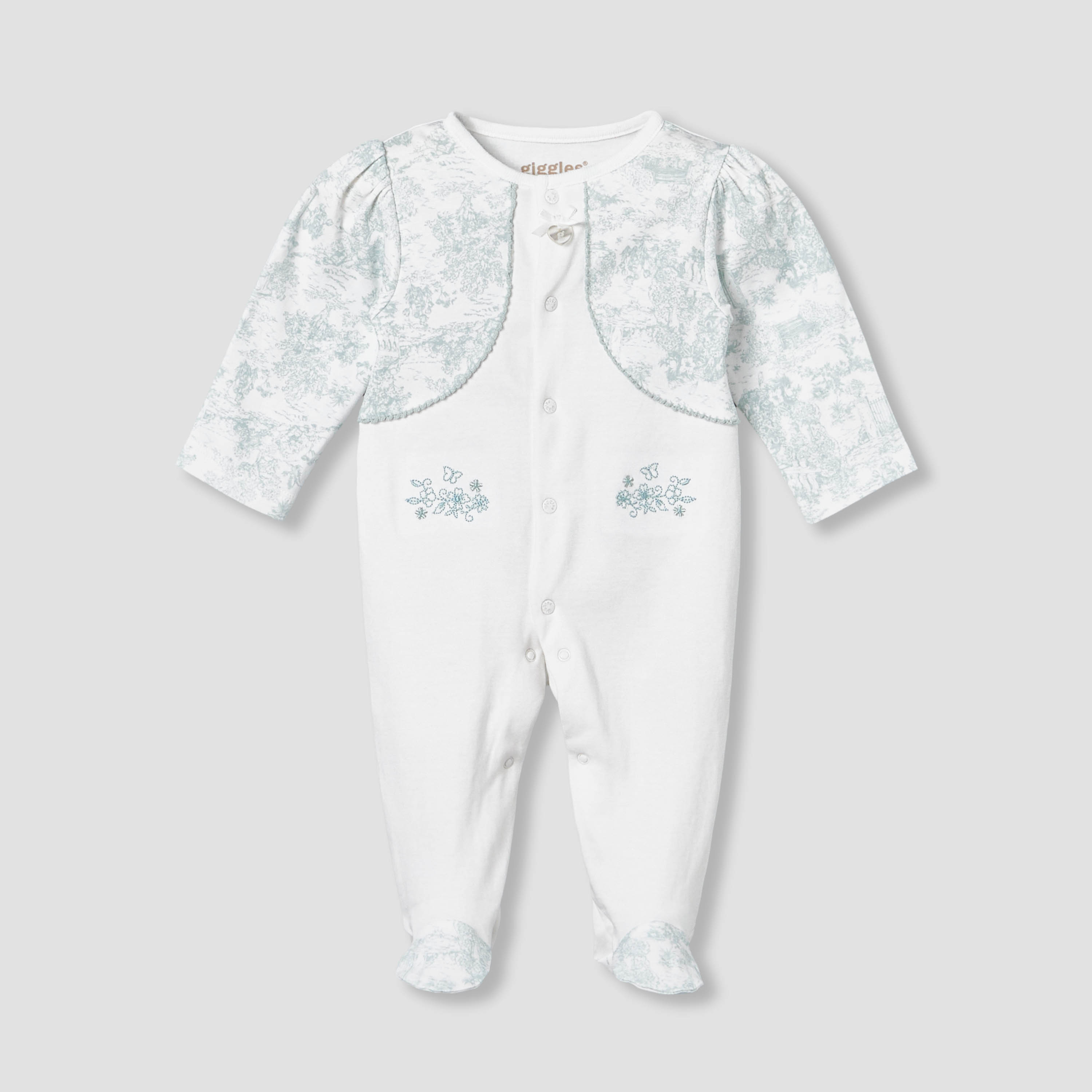 Giggles Cotton Crew Neck Long Sleeve Sleepsuit with Floral Embroidery-baby-girls-clothing-nightwear-sleepsuits-image-2