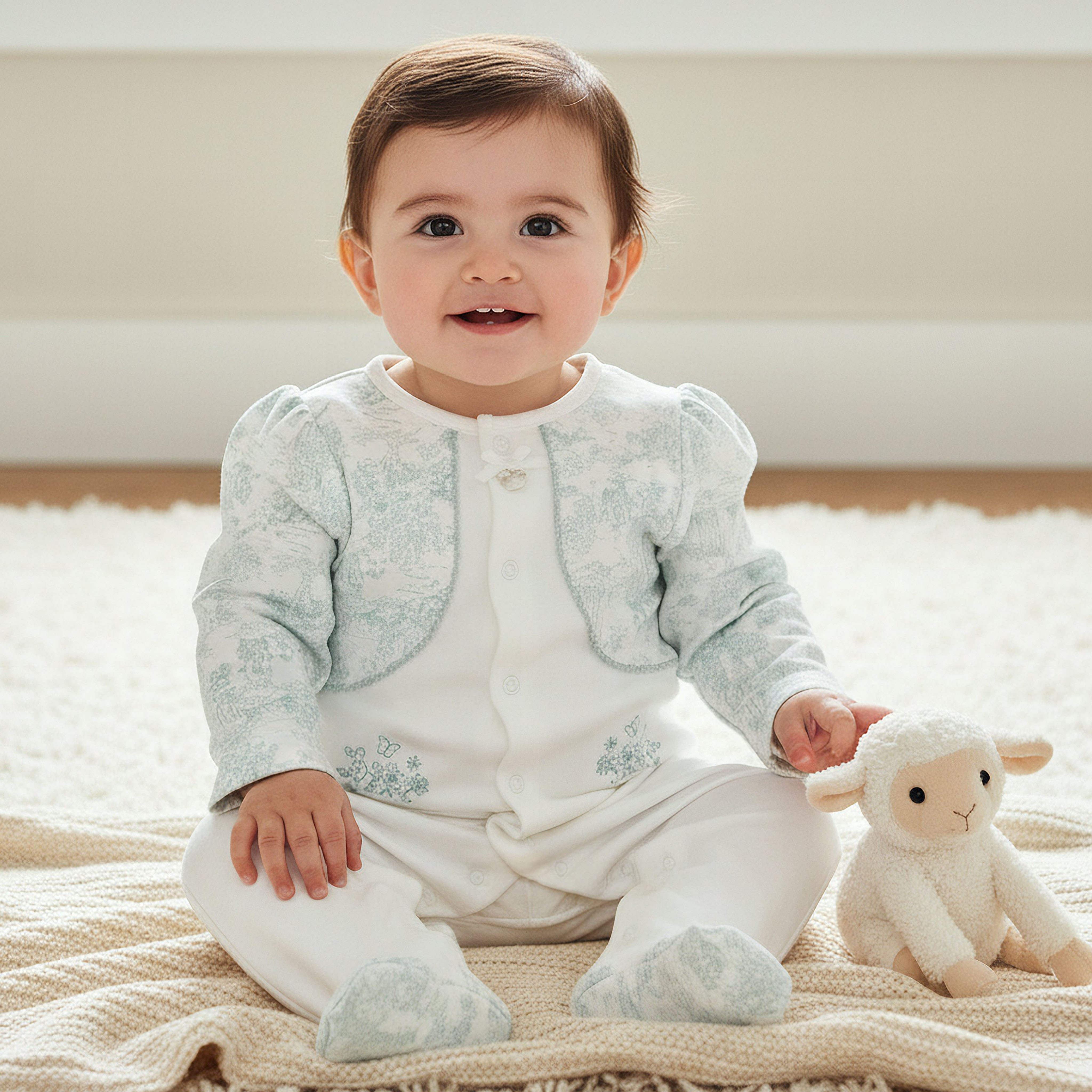 Giggles Cotton Crew Neck Long Sleeve Sleepsuit with Floral Embroidery-baby-girls-clothing-nightwear-sleepsuits-image-1