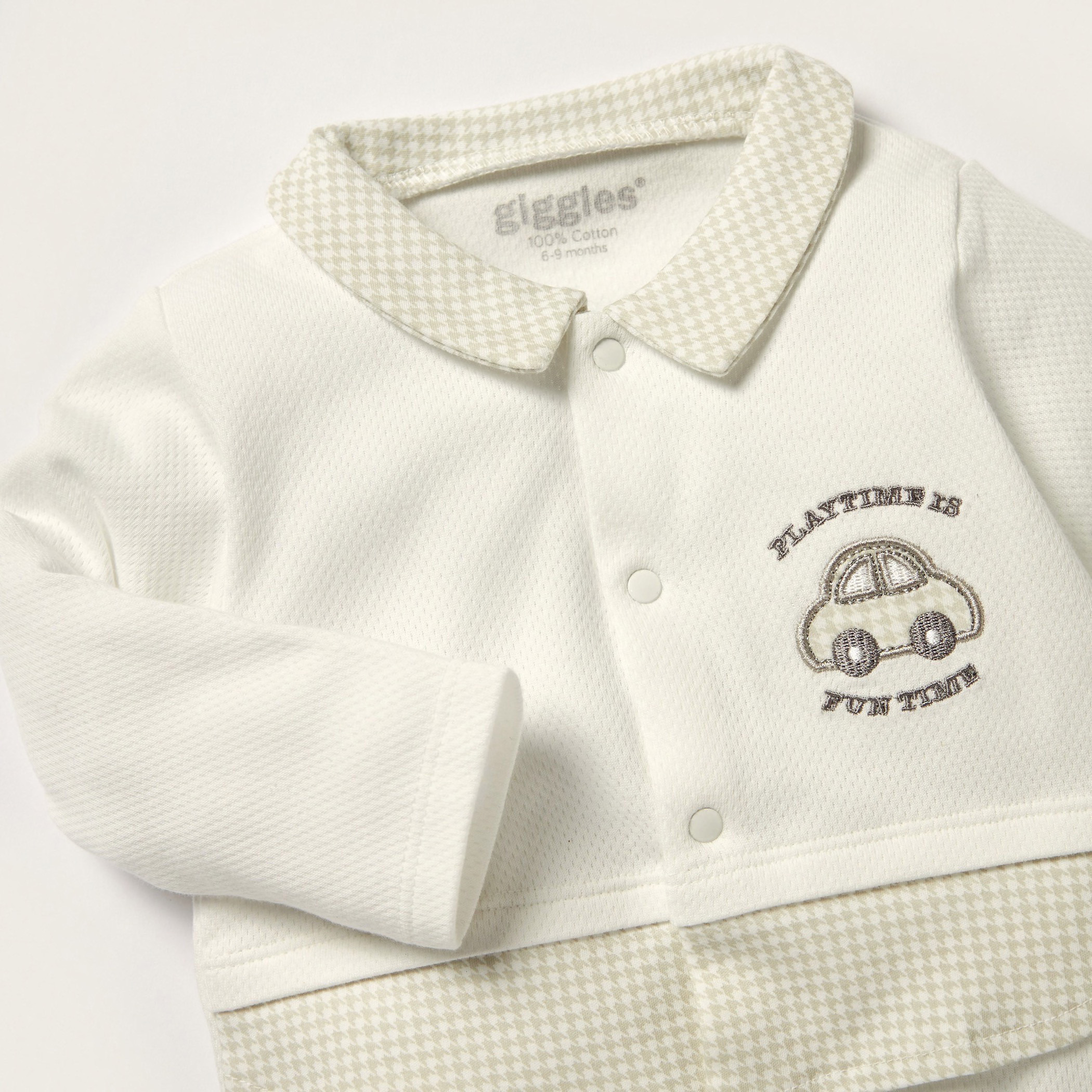 Giggles Embroidered Closed Feet Sleepsuit with Collared Neck-baby-boys-clothing-nightwear-sleepsuits-image-2