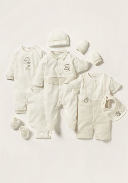 Giggles Embroidered Closed Feet Sleepsuit with Collared Neck