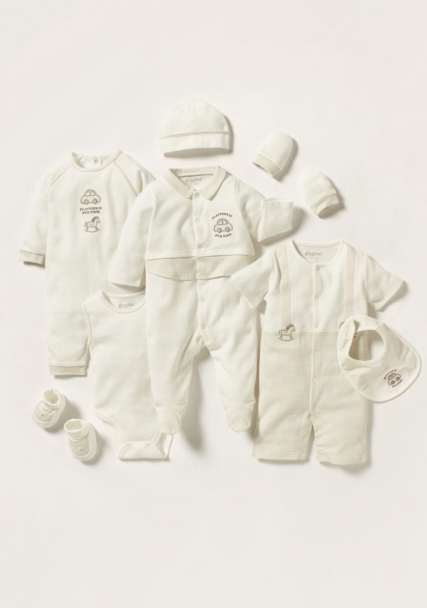 Giggles Embroidered Closed Feet Sleepsuit with Collared Neck-Sleepsuits-image-4