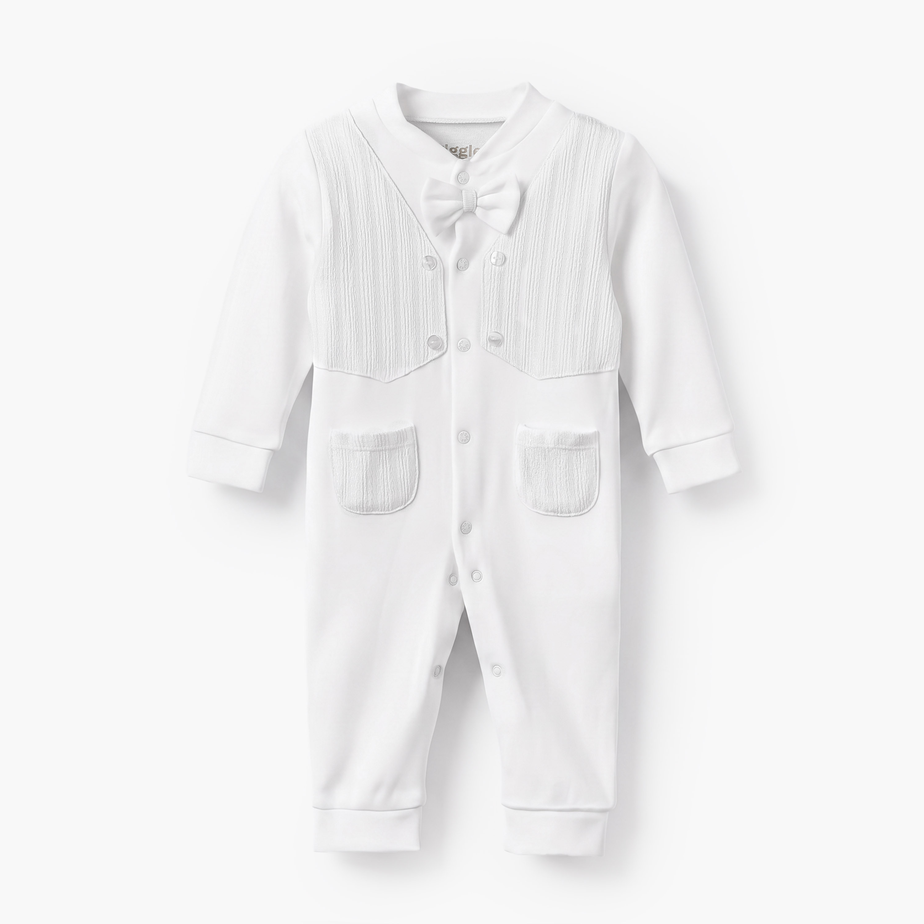 بدلة نوم قطن بياقة ماندرين وأكمام طويلة بتصميم بارز الملمس من جيجلز-baby-boys-clothing-nightwear-sleepsuits-image-1