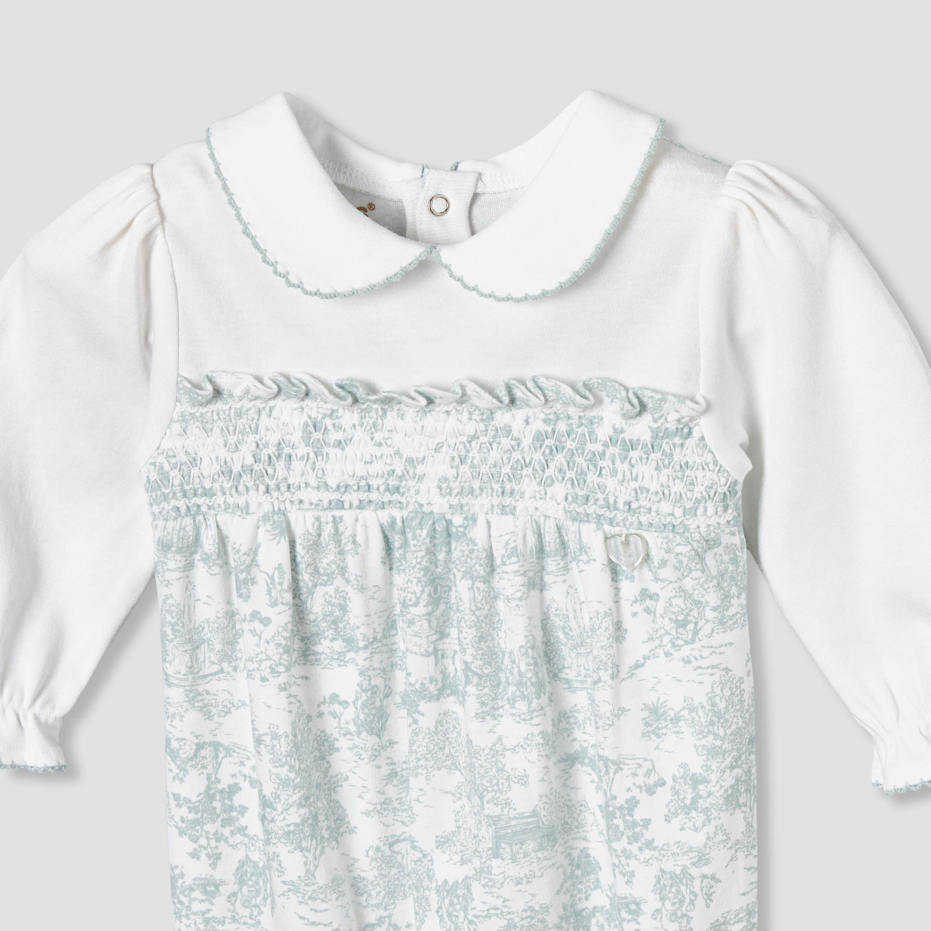 Giggles Peter Pan Collar Long Sleeves Sleepsuit with Smock Design-baby-girls-clothing-nightwear-sleepsuits-image-4