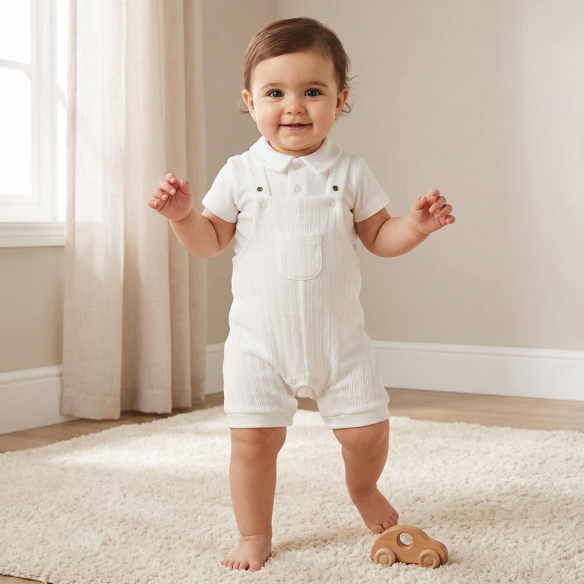 Giggles Collared Short Sleeves Polo T-shirt and Dungaree Set with Button Closure-baby-boys-clothing-setsandcoords-image-1
