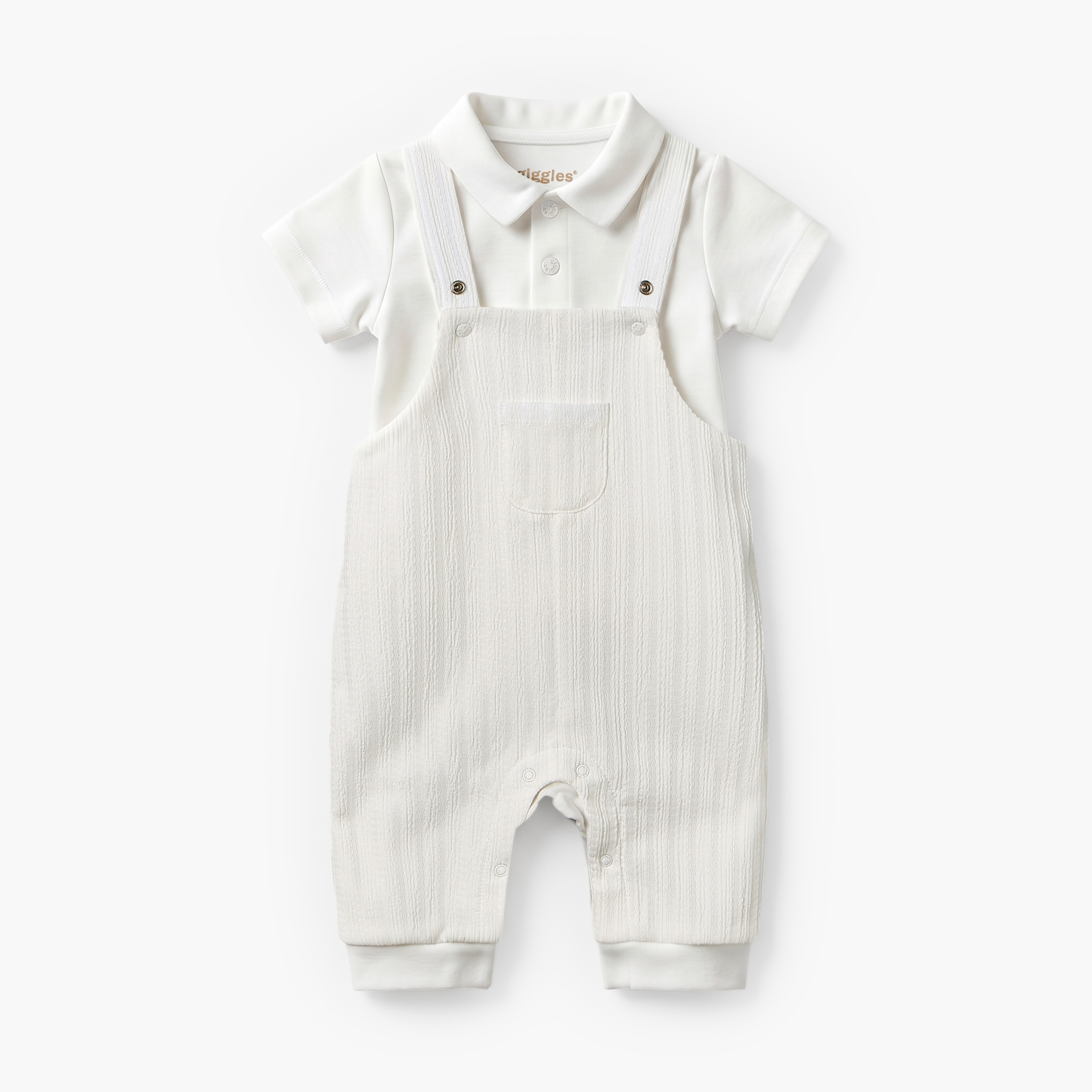 Giggles Collared Short Sleeves Polo T-shirt and Dungaree Set with Button Closure-baby-boys-clothing-setsandcoords-image-2
