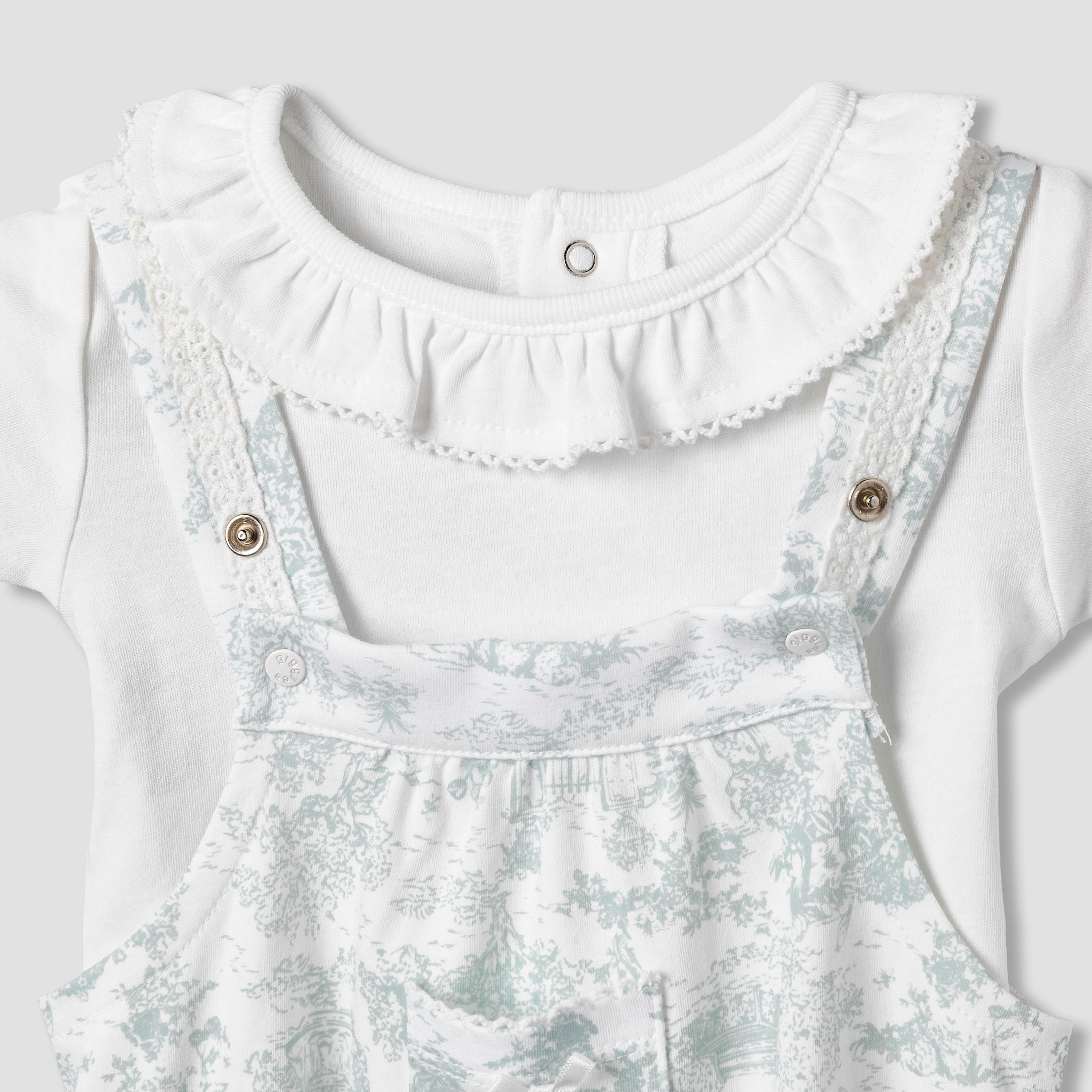 Giggles Ruffle Neck Short Sleeves T-shirt and Dungaree Set with Print-baby-girls-clothing-setsandcoords-image-4