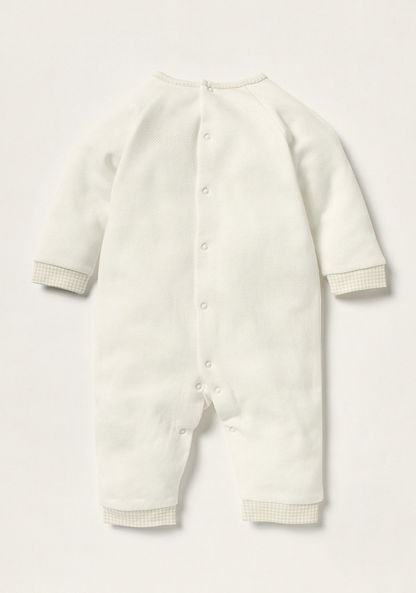 Giggles Embroidered Sleepsuit with Long Sleeves and Button Closure
