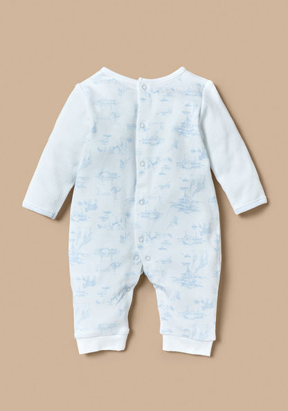 Giggles Printed Sleepsuit with Long Sleeves and Bow Applique-Sleepsuits-image-3
