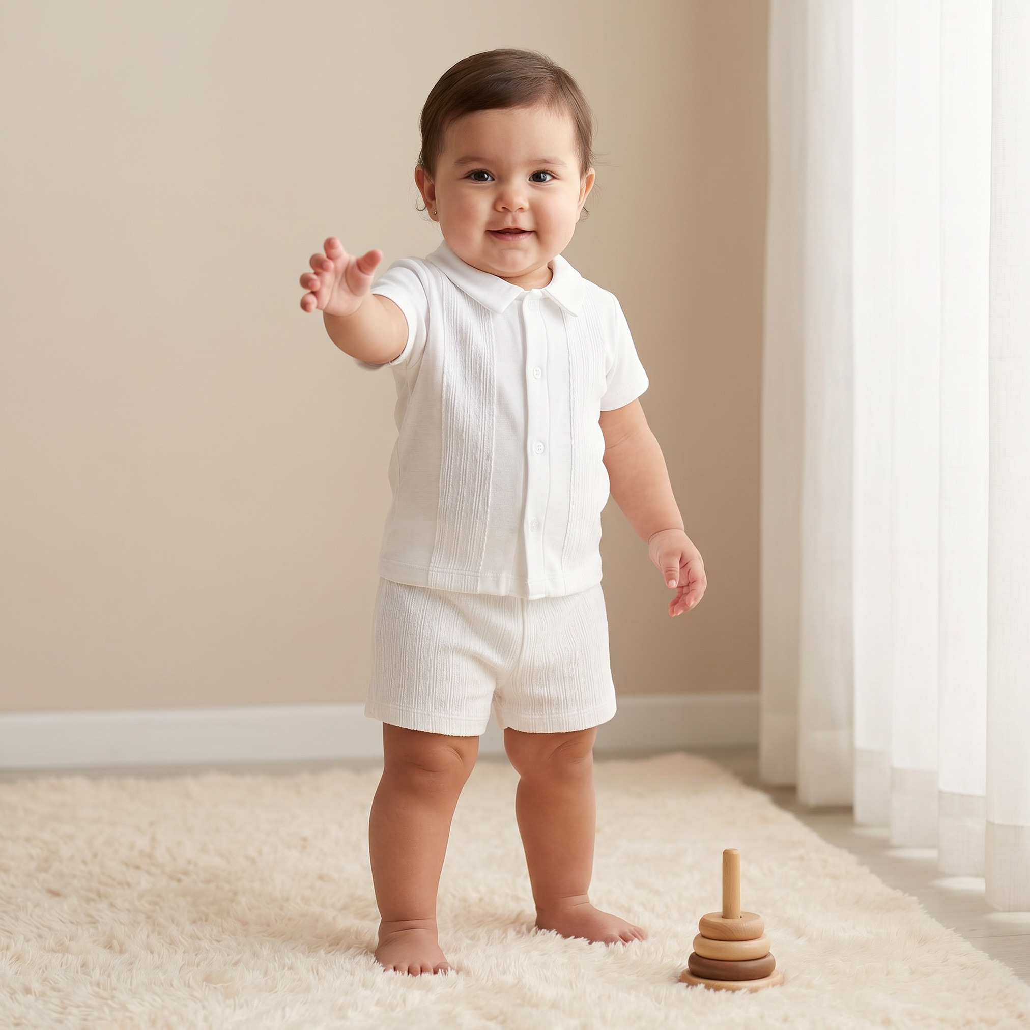 Giggles Collared Short Sleeves Shirt and Shorts Set with Elasticated Waist-baby-boys-clothing-setsandcoords-image-1