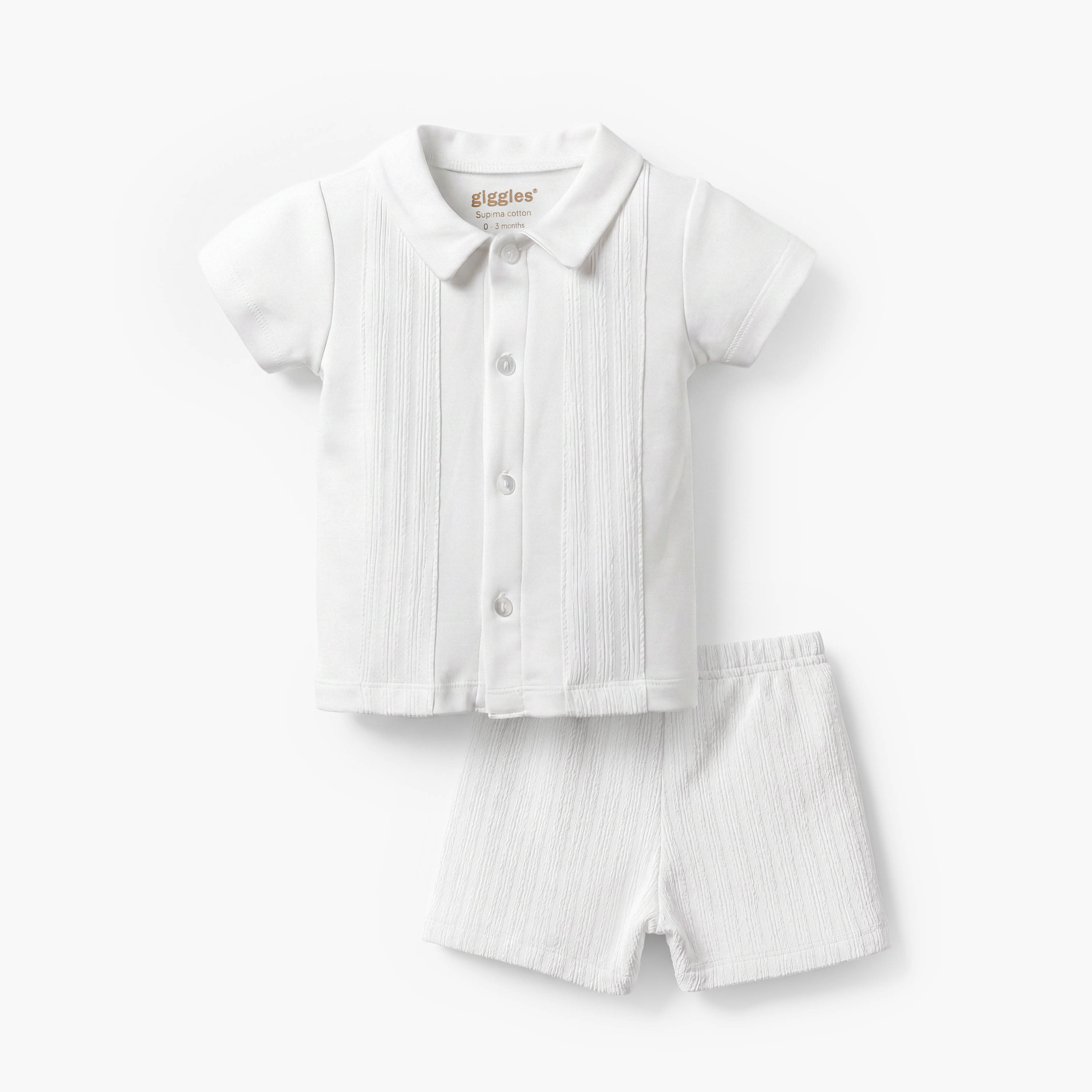 Giggles Collared Short Sleeves Shirt and Shorts Set with Elasticated Waist-baby-boys-clothing-setsandcoords-image-2