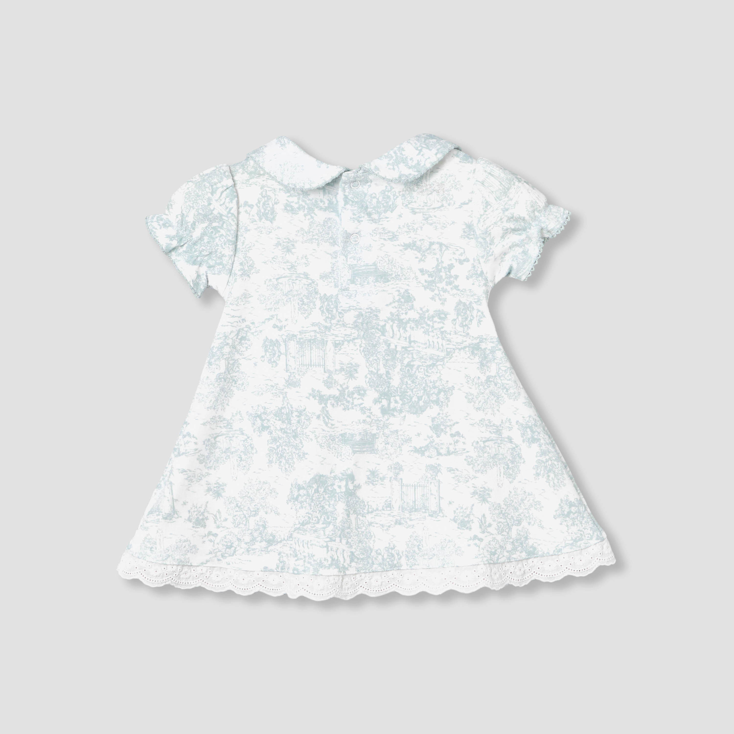 Giggles Peter Pan Collar Short Sleeves A-line Dress with Smocking Design-baby-girls-clothing-dressesandjumpsuits-image-2