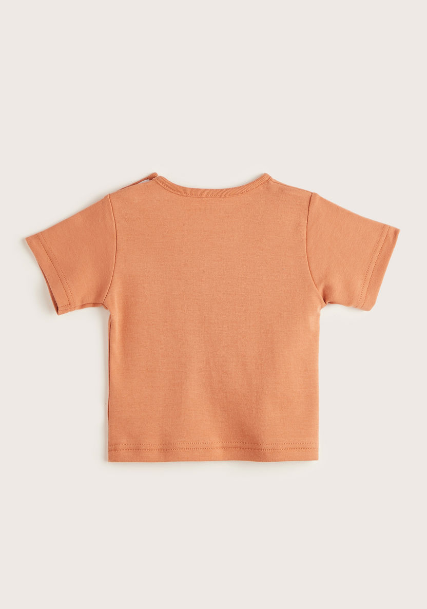 Juniors Embroidered T-shirt with Short Sleeves and Button Closure-T Shirts-image-3