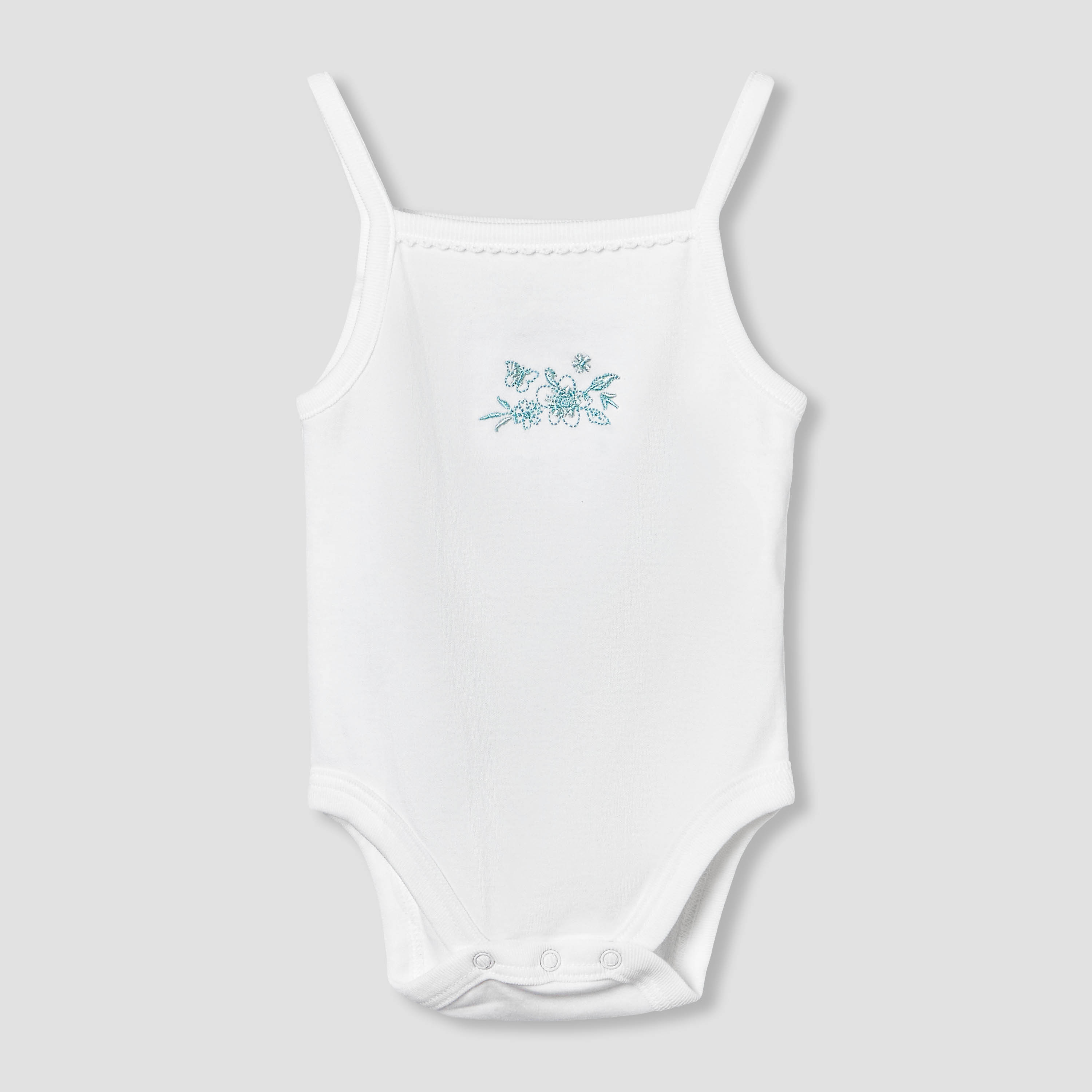 Giggles Square Neck Strappy Bodysuit with Floral Embroidery-baby-girls-clothing-bodysuits-image-2