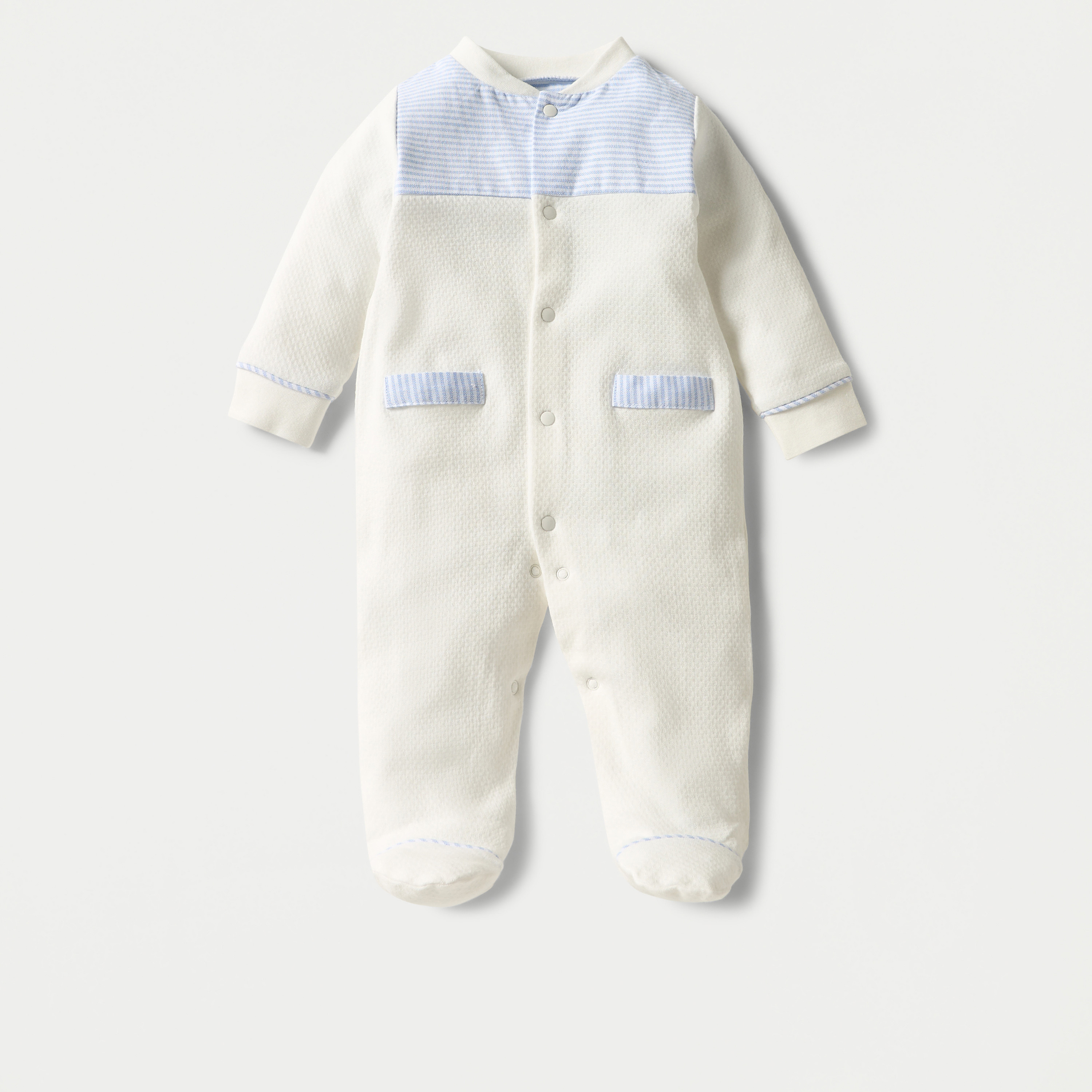 Giggles Striped Closed Feet Sleepsuit with Long Sleeves and Button Closure-baby-boys-clothing-nightwear-sleepsuits-image-1