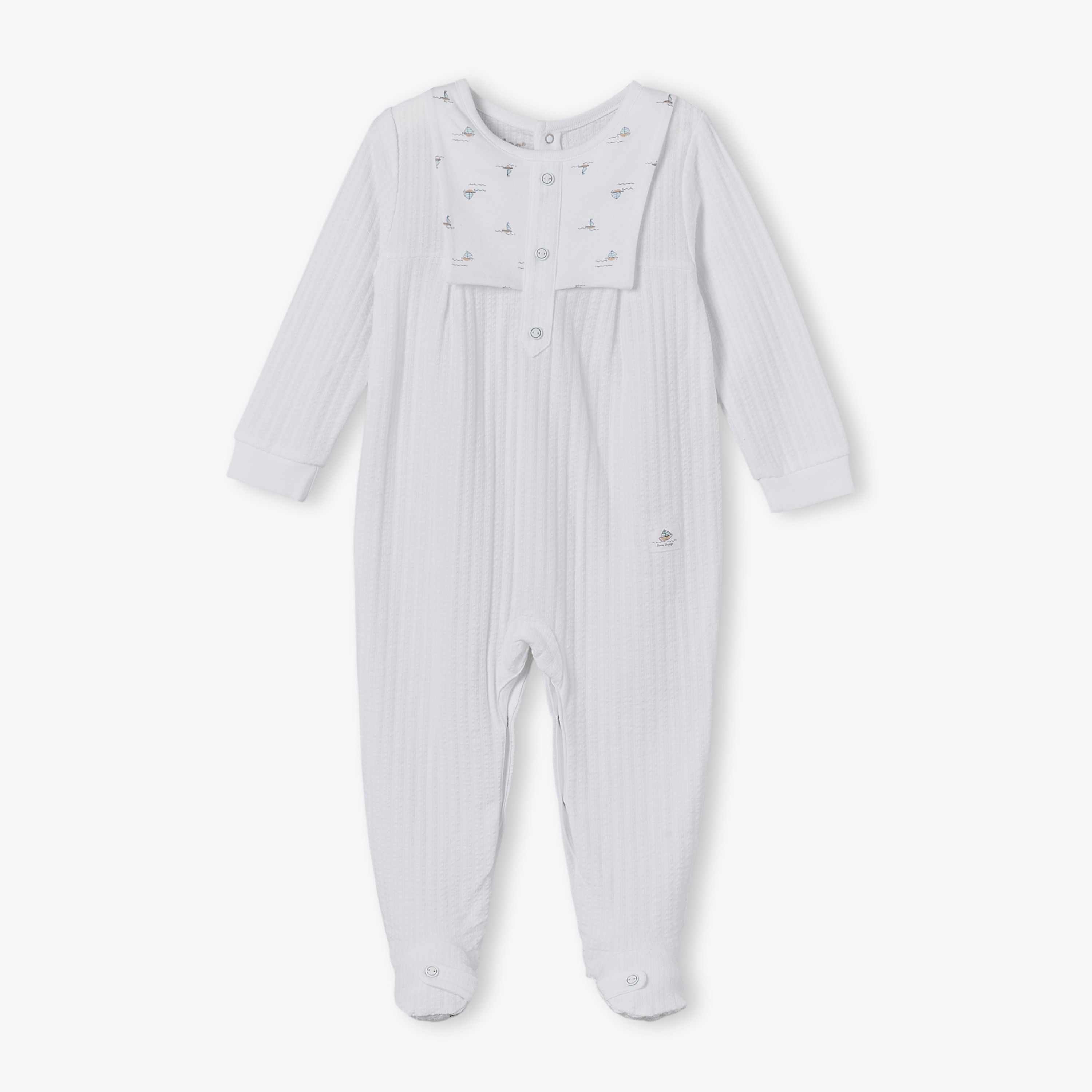 بيجامة نوم قطنية بأكمام طويلة ورقبة دائرية بتصميم مضلع من جيجلز-baby-boys-clothing-nightwear-sleepsuits-image-1