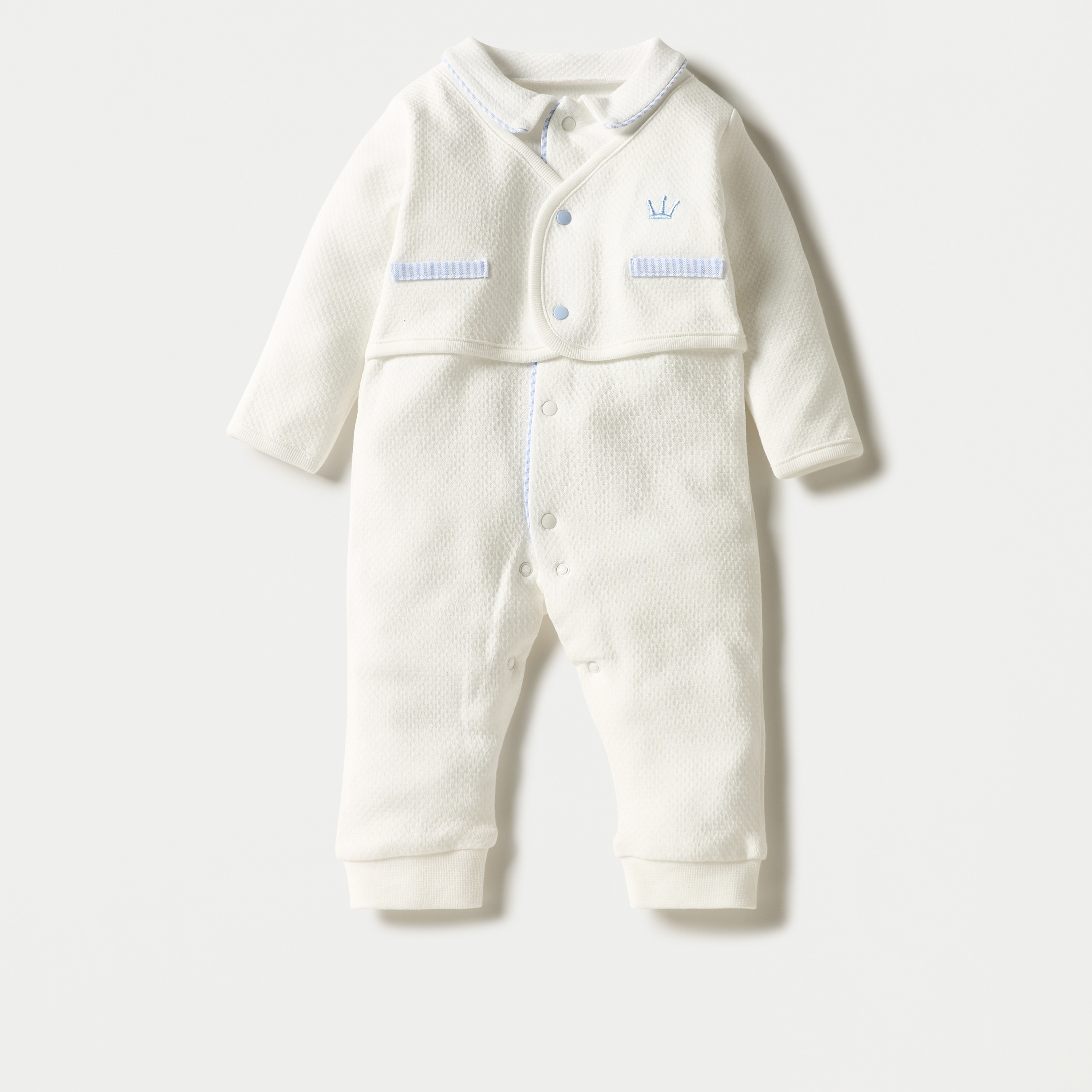 Giggles Textured Sleepsuit with Long Sleeves and Button Closure-baby-boys-clothing-nightwear-sleepsuits-image-1