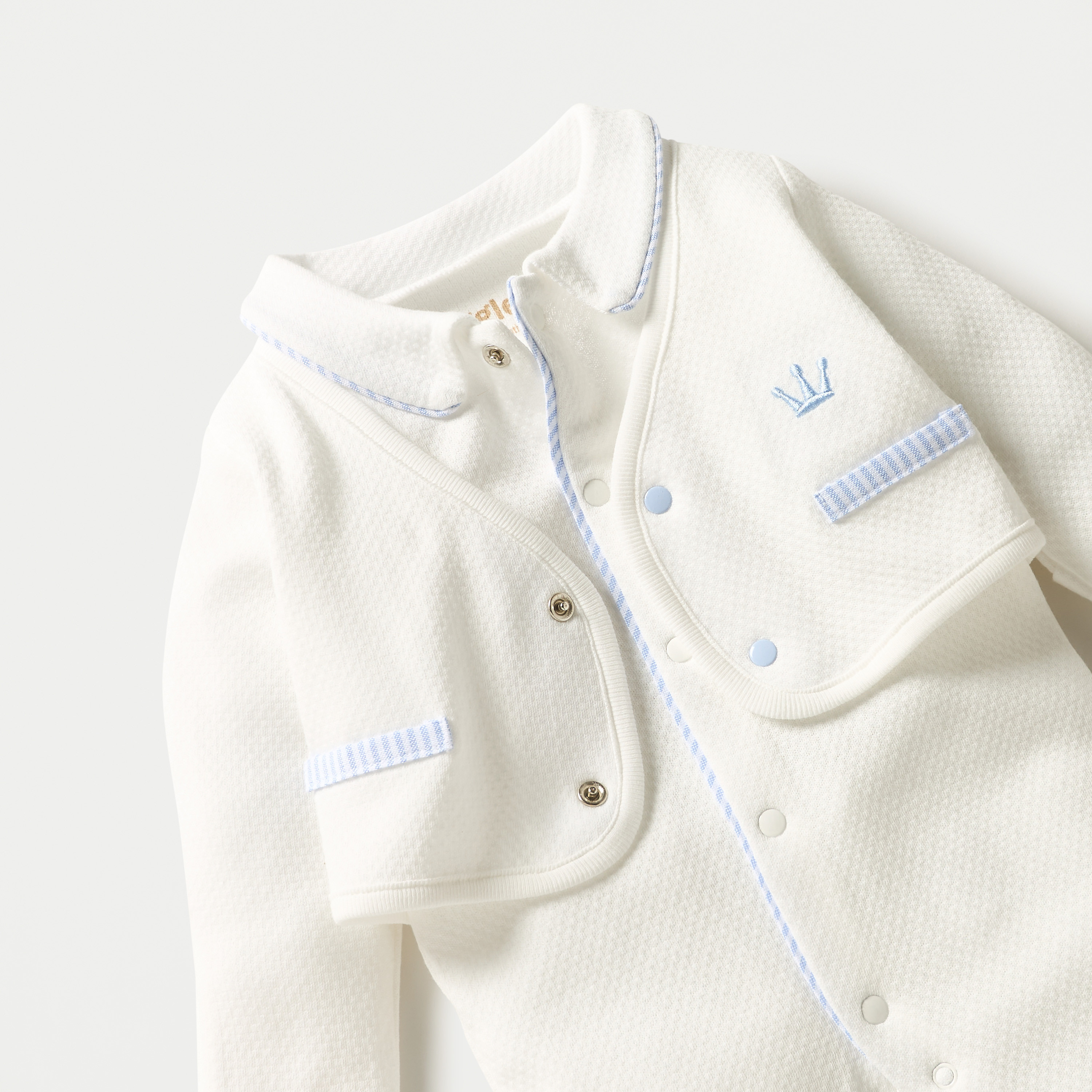 Giggles Textured Sleepsuit with Long Sleeves and Button Closure-baby-boys-clothing-nightwear-sleepsuits-image-3