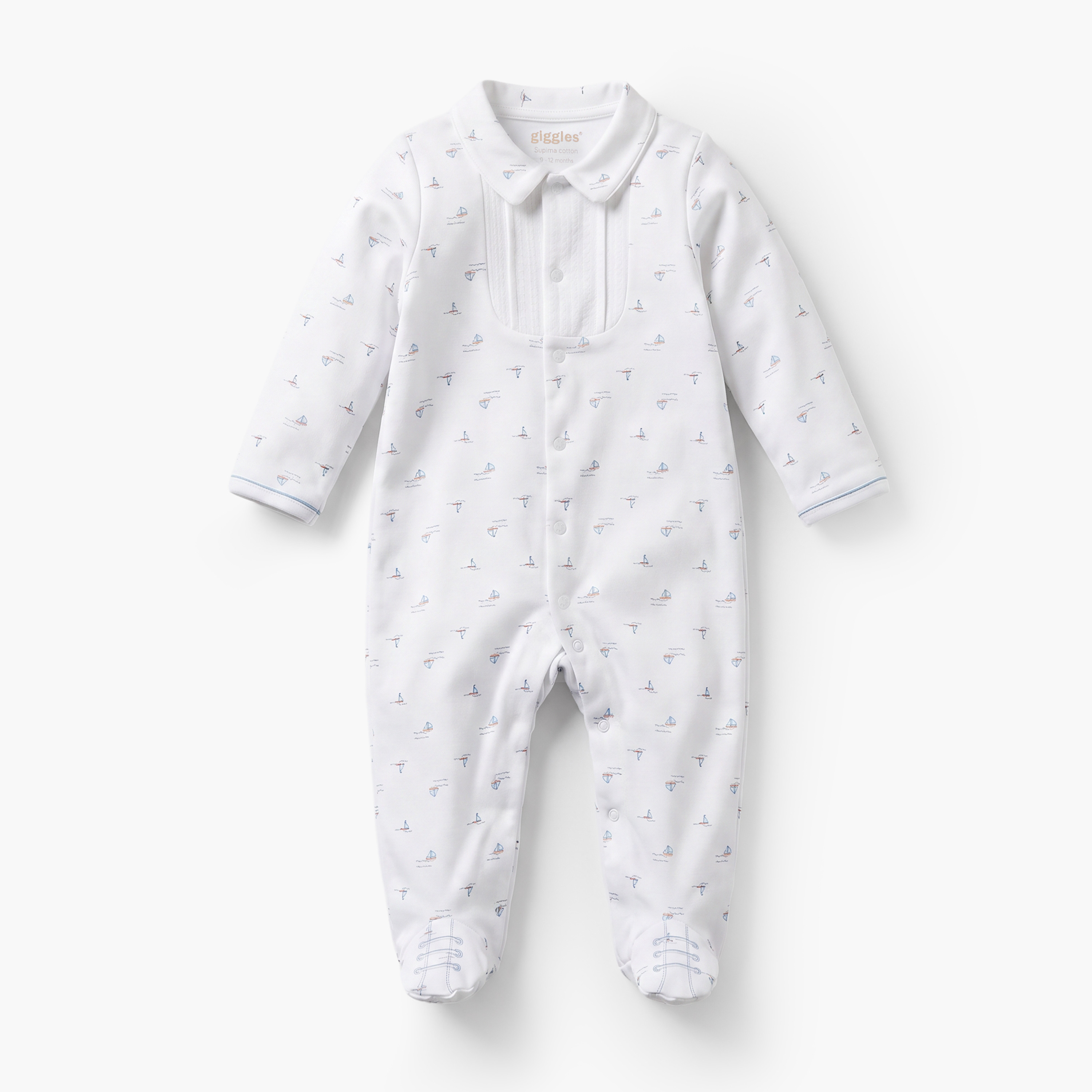 سليب سوت قطني بياقة وأكمام طويلة بطبعة قارب من جيجلز-baby-boys-clothing-nightwear-sleepsuits-image-3