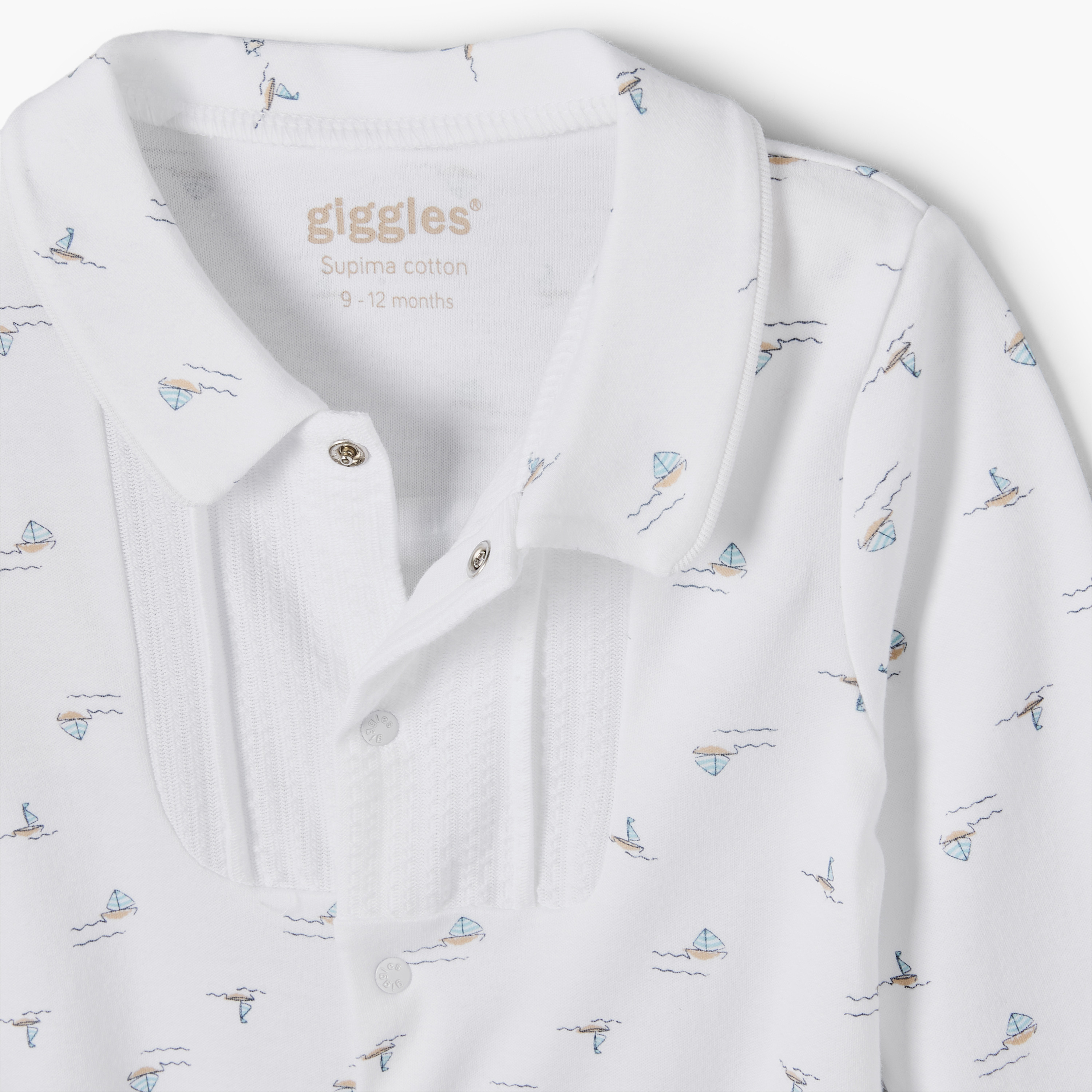 سليب سوت قطني بياقة وأكمام طويلة بطبعة قارب من جيجلز-baby-boys-clothing-nightwear-sleepsuits-image-4