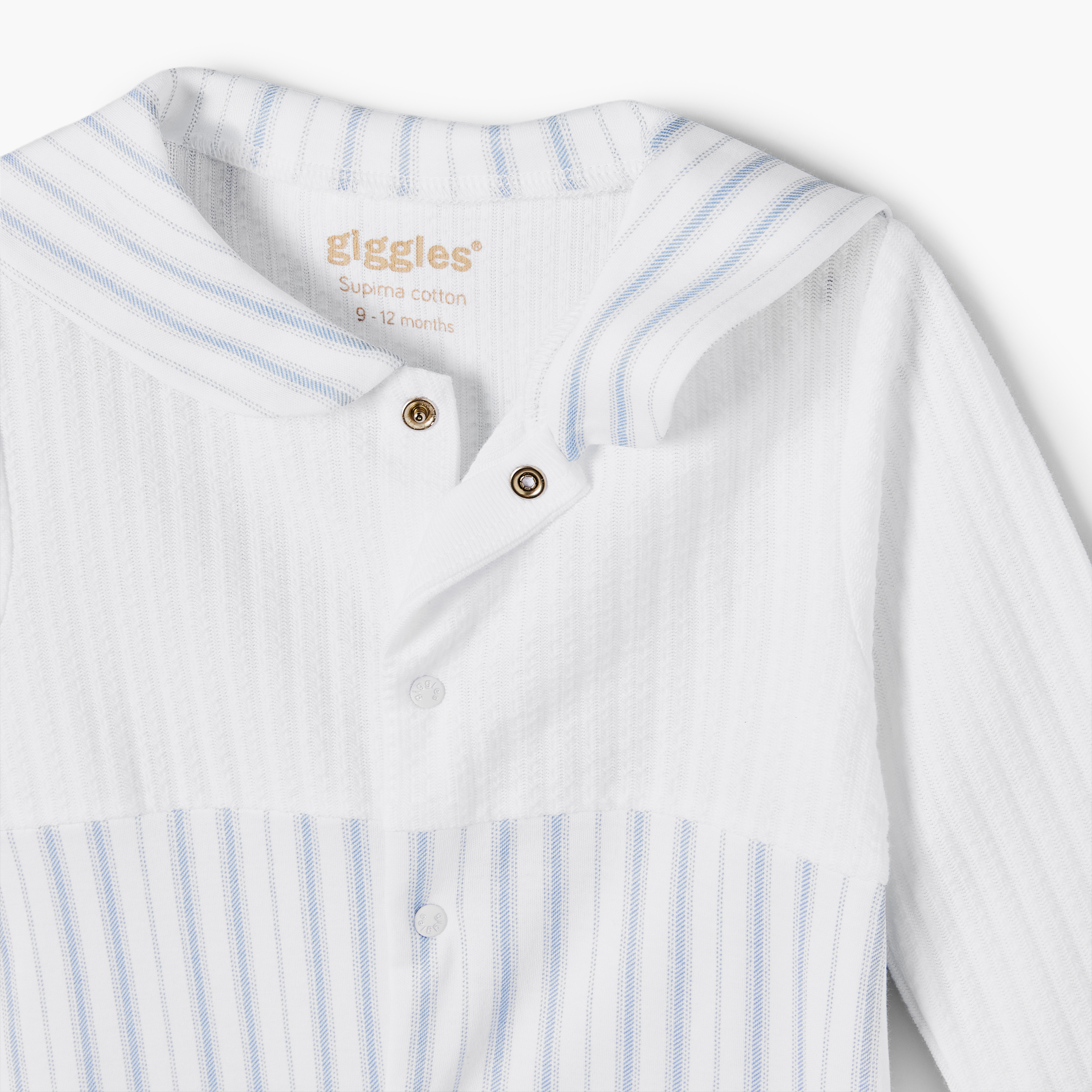 Giggles Cotton Sailor Collar Long Sleeves Sleepsuit with Stripes-baby-boys-clothing-nightwear-sleepsuits-image-4