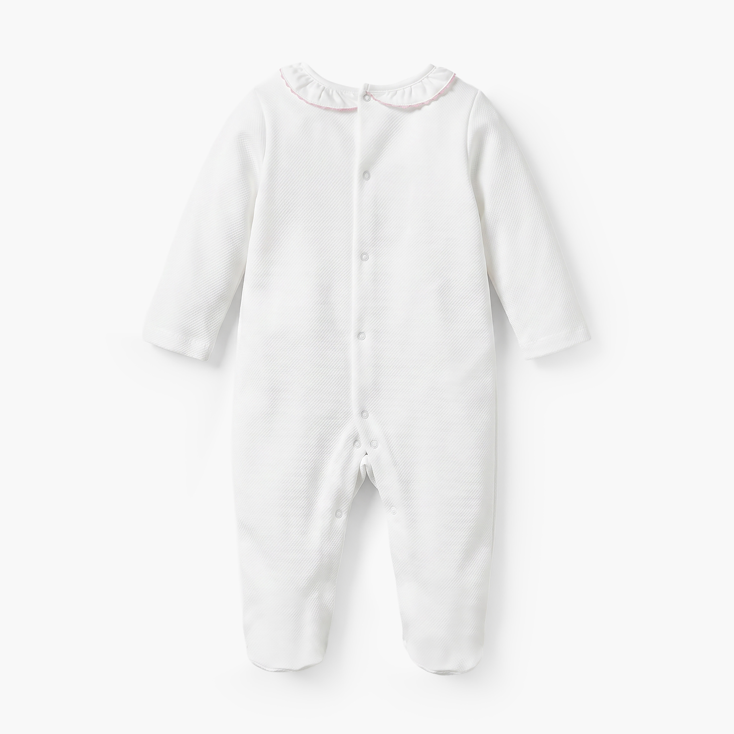 Giggles Embroidered Sleepsuit with Long Sleeves and Button Closure-baby-girls-clothing-nightwear-sleepsuits-image-2