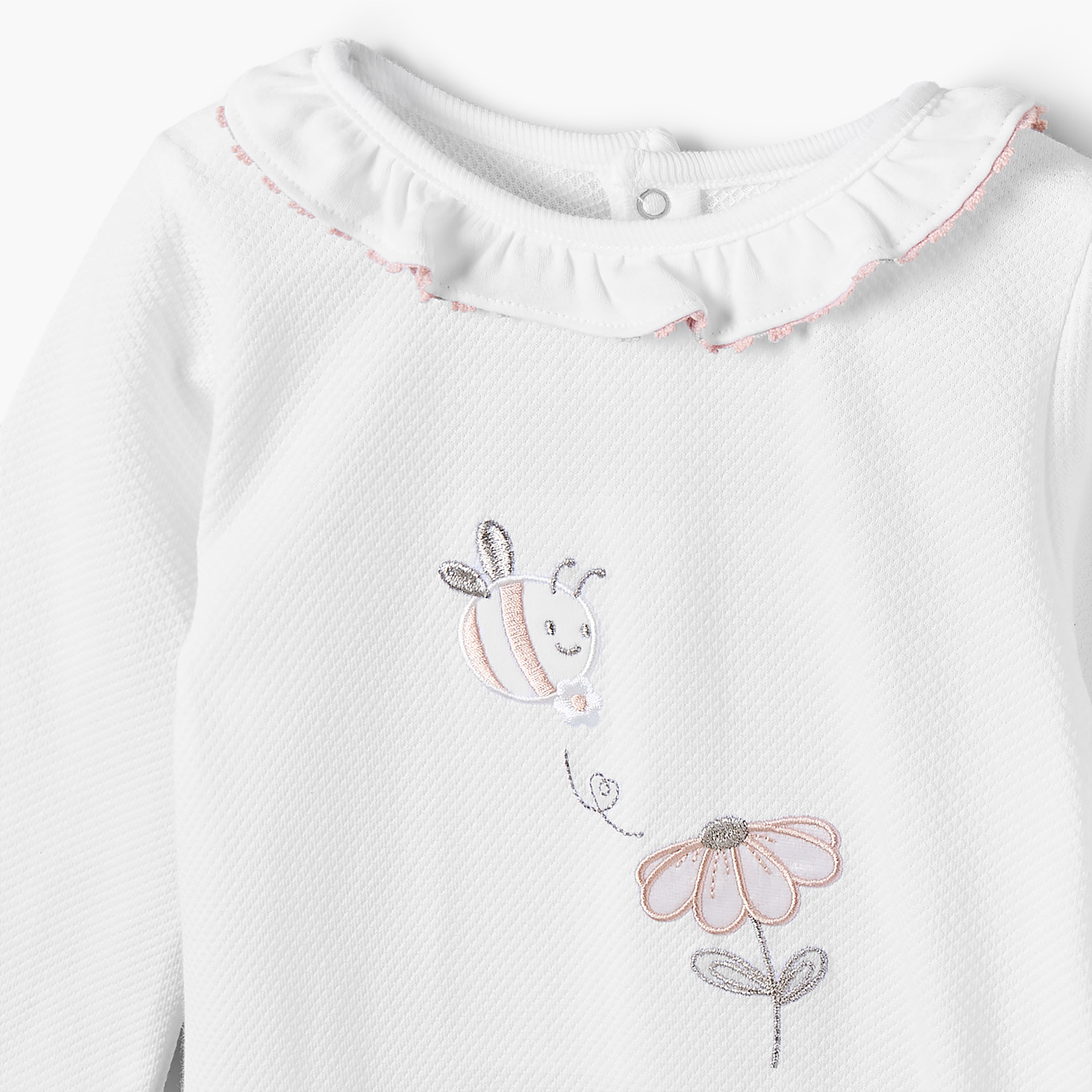 Giggles Embroidered Sleepsuit with Long Sleeves and Button Closure-baby-girls-clothing-nightwear-sleepsuits-image-3