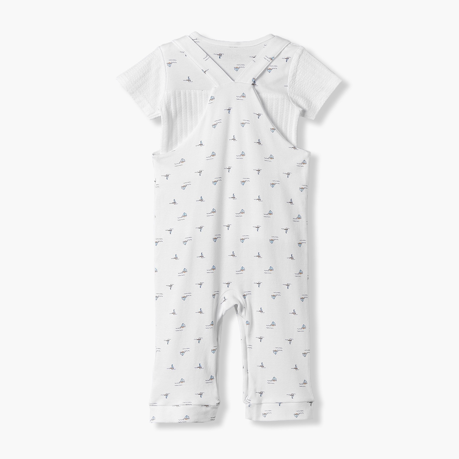 طقم دنغري وتيشيرت بأكمام قصيرة ورقبة ضيقة وطبعات من جيجلز-baby-boys-clothing-setsandcoords-image-3