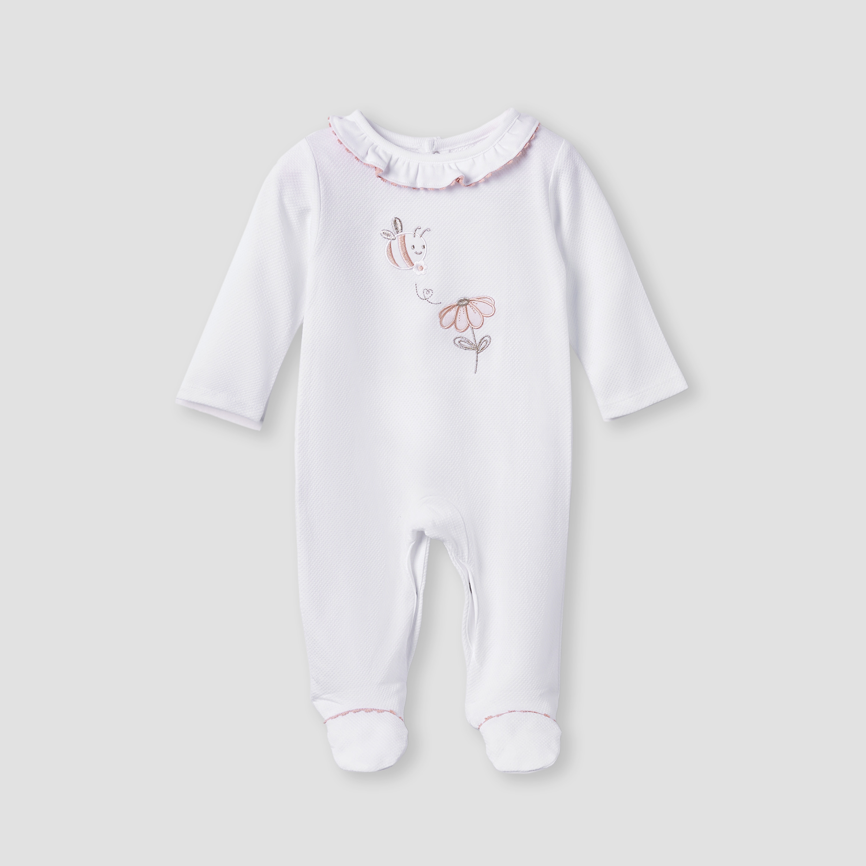 Giggles Embroidered Sleepsuit with Long Sleeves and Button Closure-baby-girls-clothing-nightwear-sleepsuits-image-2