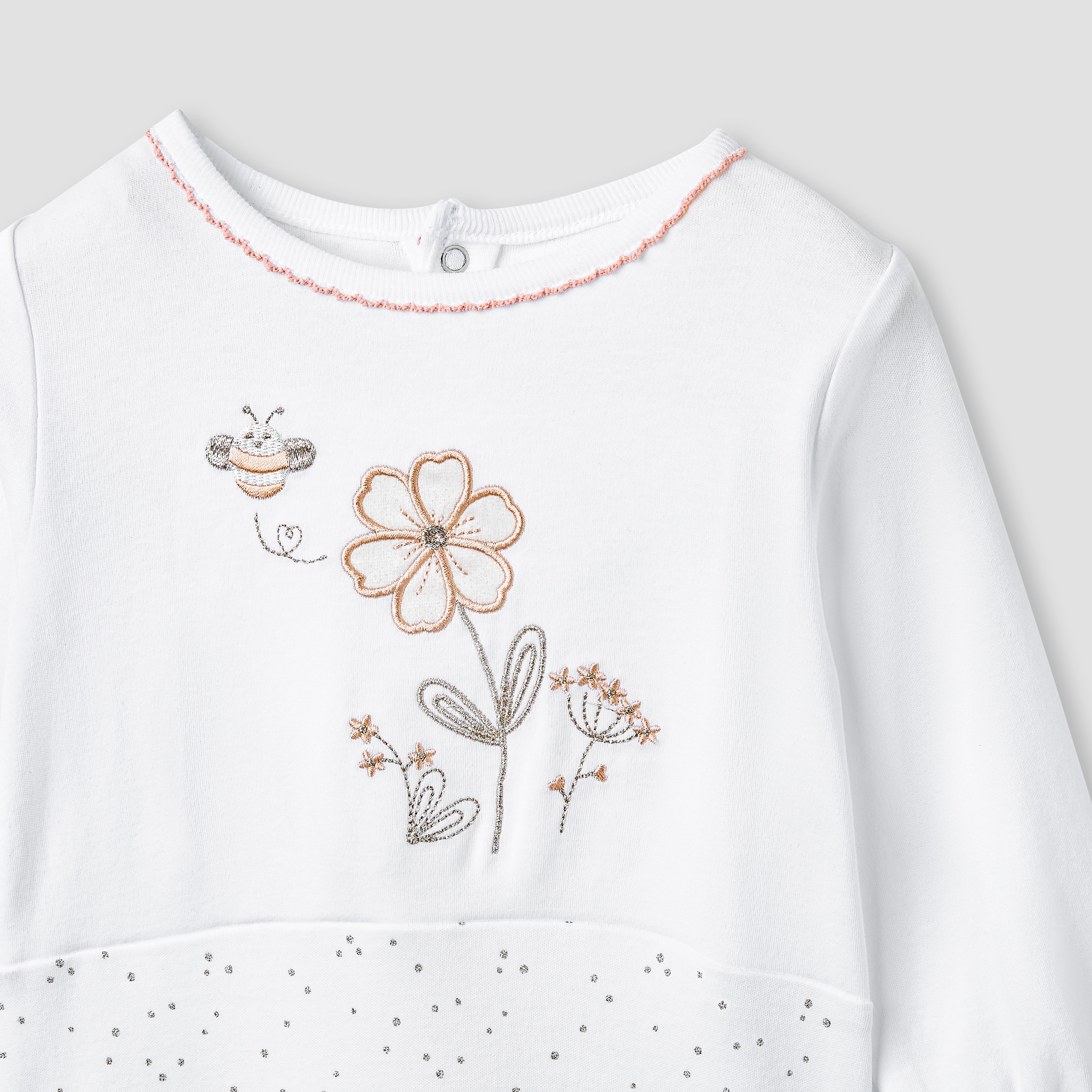 Giggles Embroidered Sleepsuit with Long Sleeves and Button Closure-baby-girls-clothing-nightwear-sleepsuits-image-3