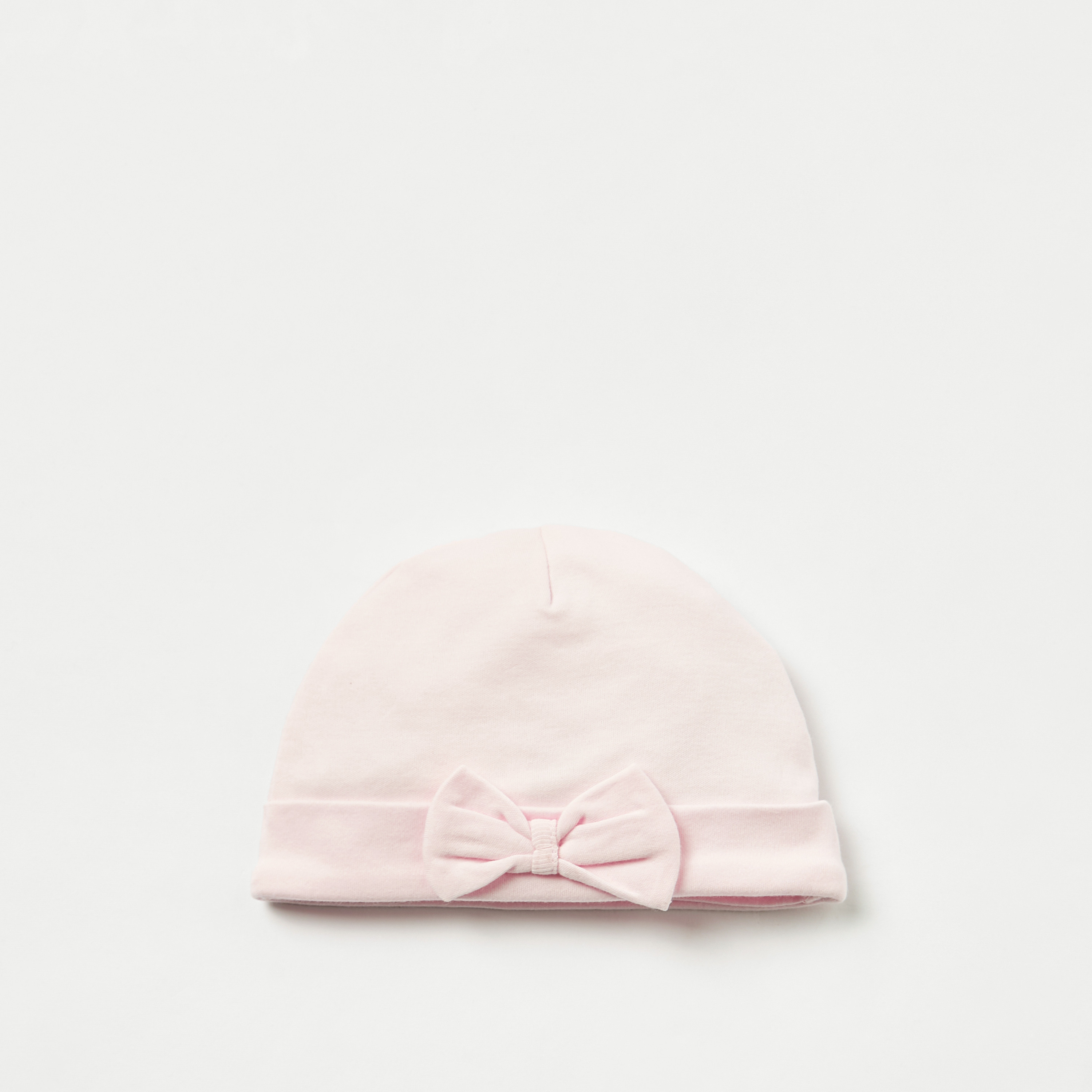 Giggles Solid Cap with Bow Accent-baby-girls-accessories-caps-image-1