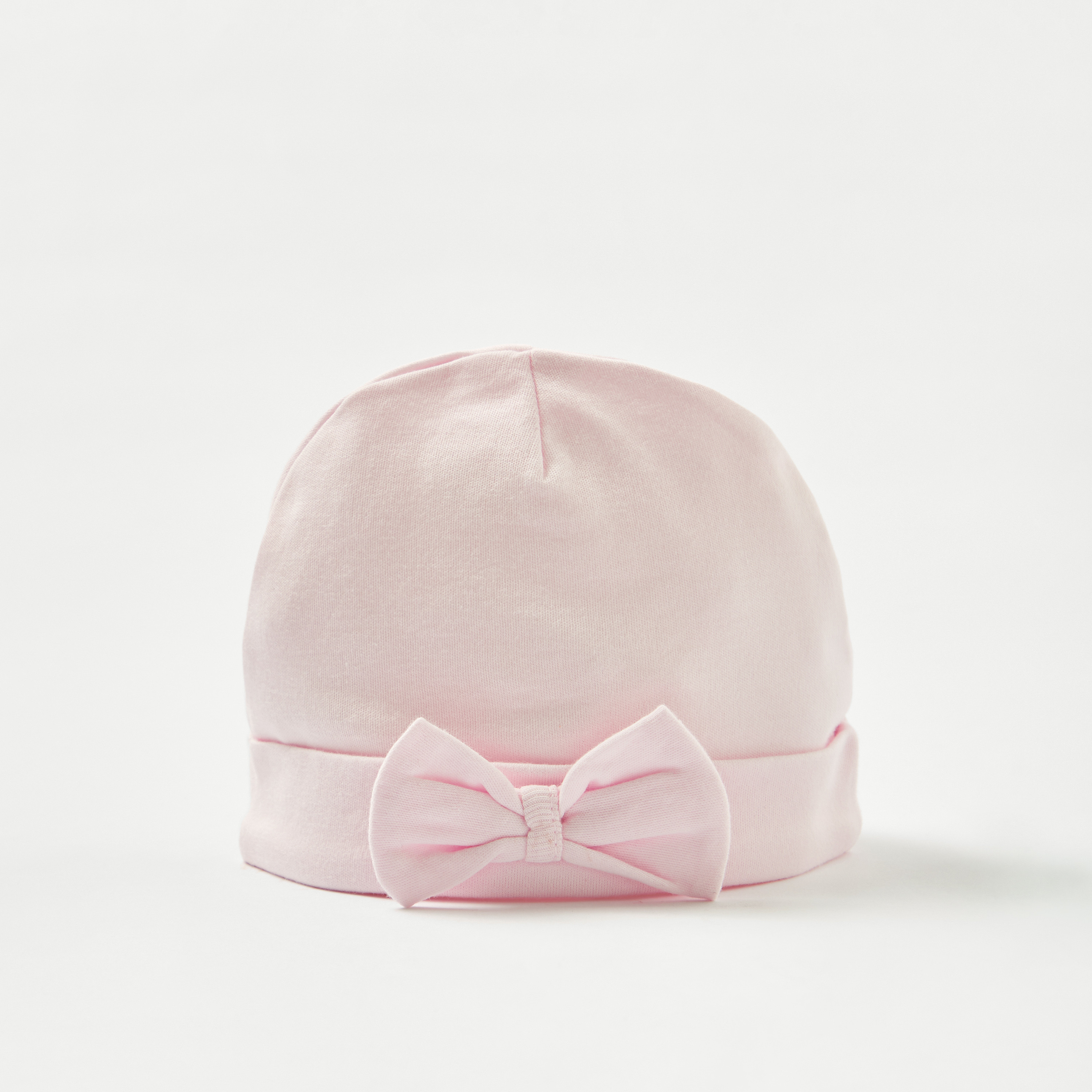 Giggles Solid Cap with Bow Accent-baby-girls-accessories-caps-image-3