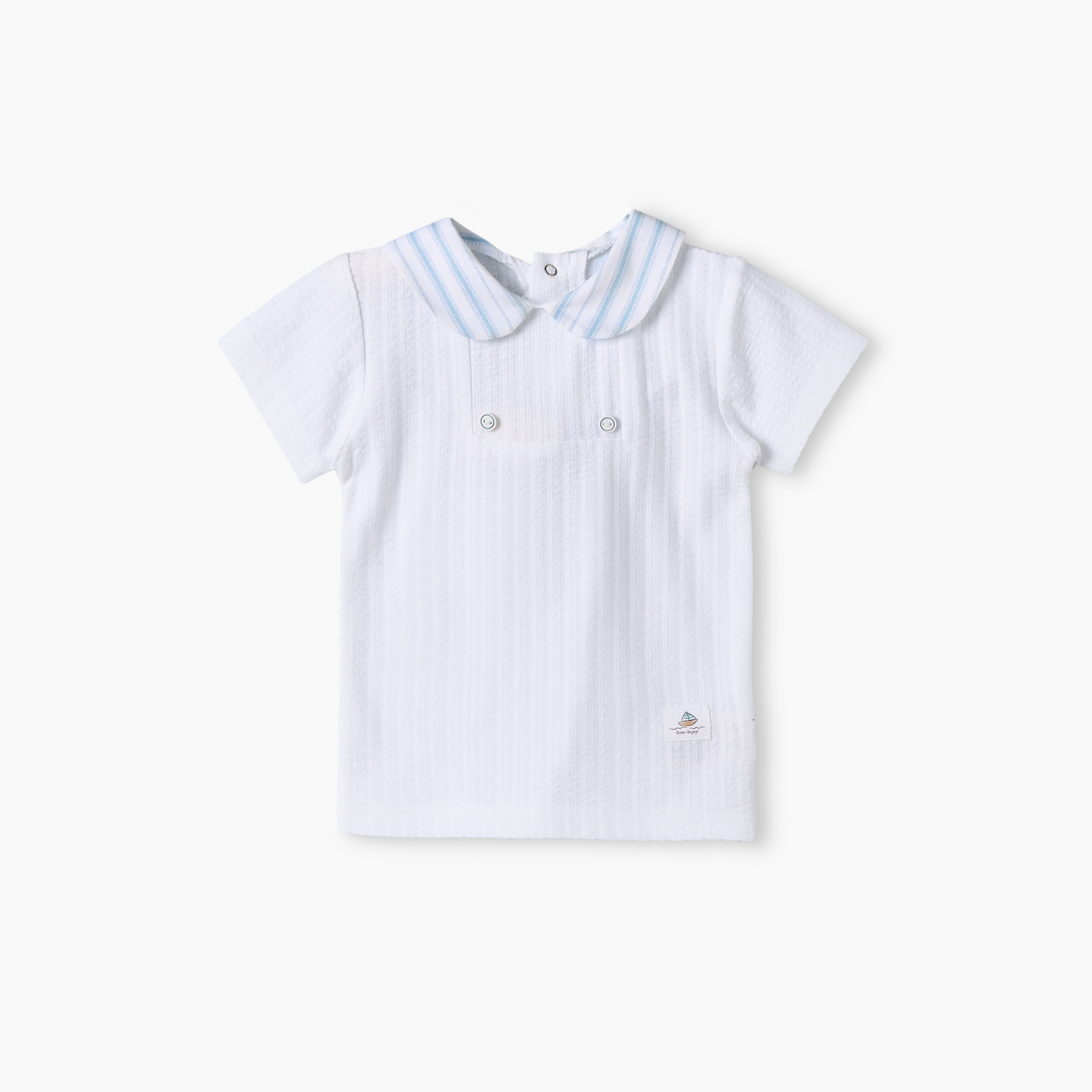 Giggles Cotton Collared Short Sleeves Shorts Set with Stripes-baby-boys-clothing-nightwear-pyjamasets-image-2