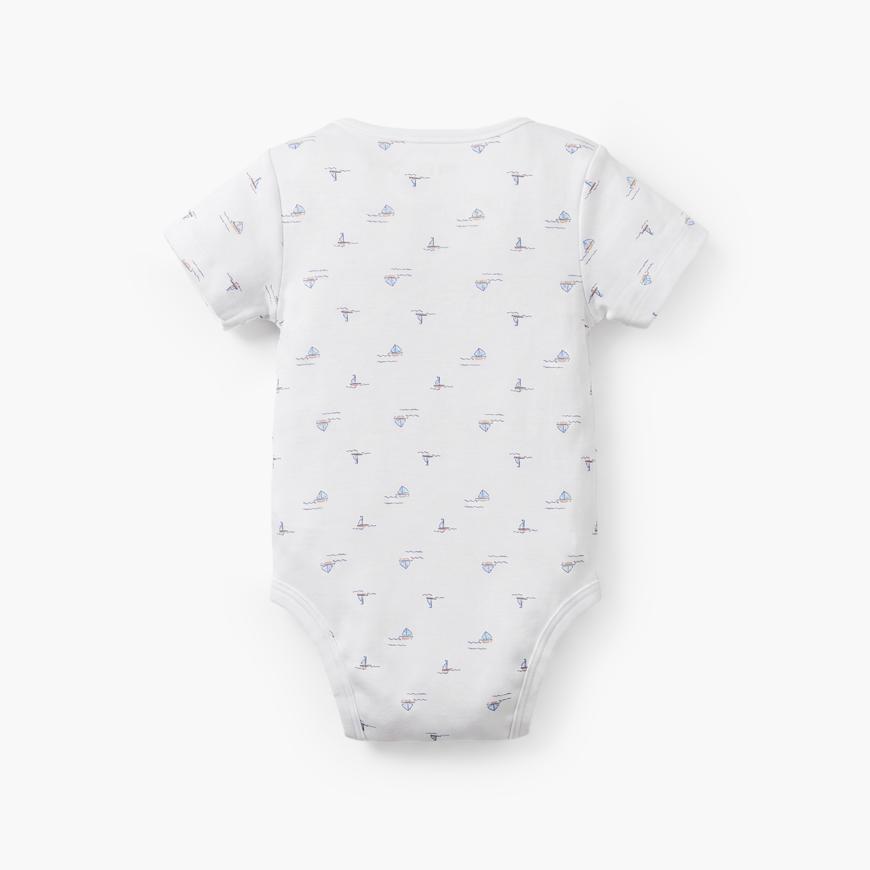 Giggles Round Neck Short Sleeves Cotton Bodysuit with Nautical Print-baby-boys-clothing-bodysuits-image-3
