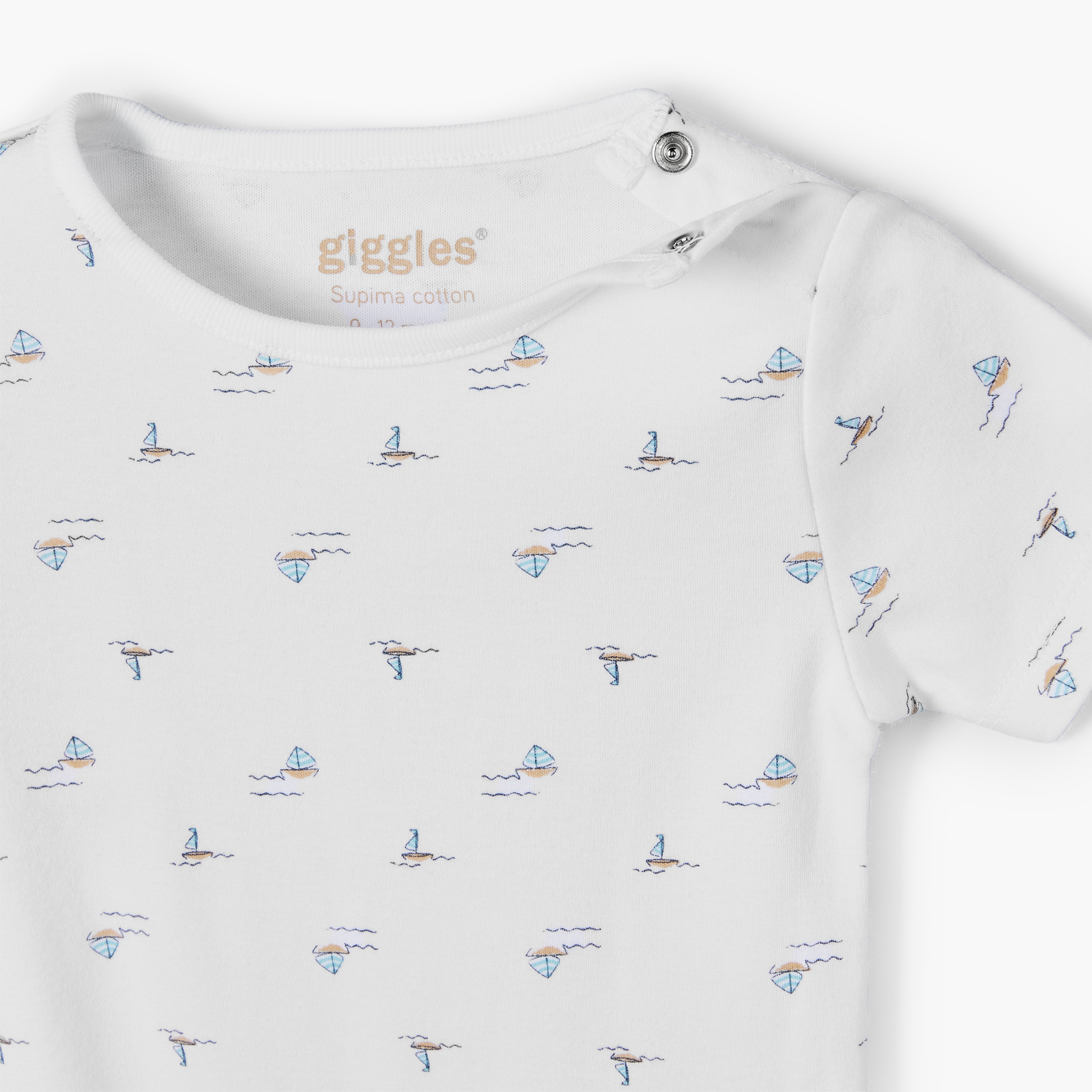 Giggles Round Neck Short Sleeves Cotton Bodysuit with Nautical Print-baby-boys-clothing-bodysuits-image-4