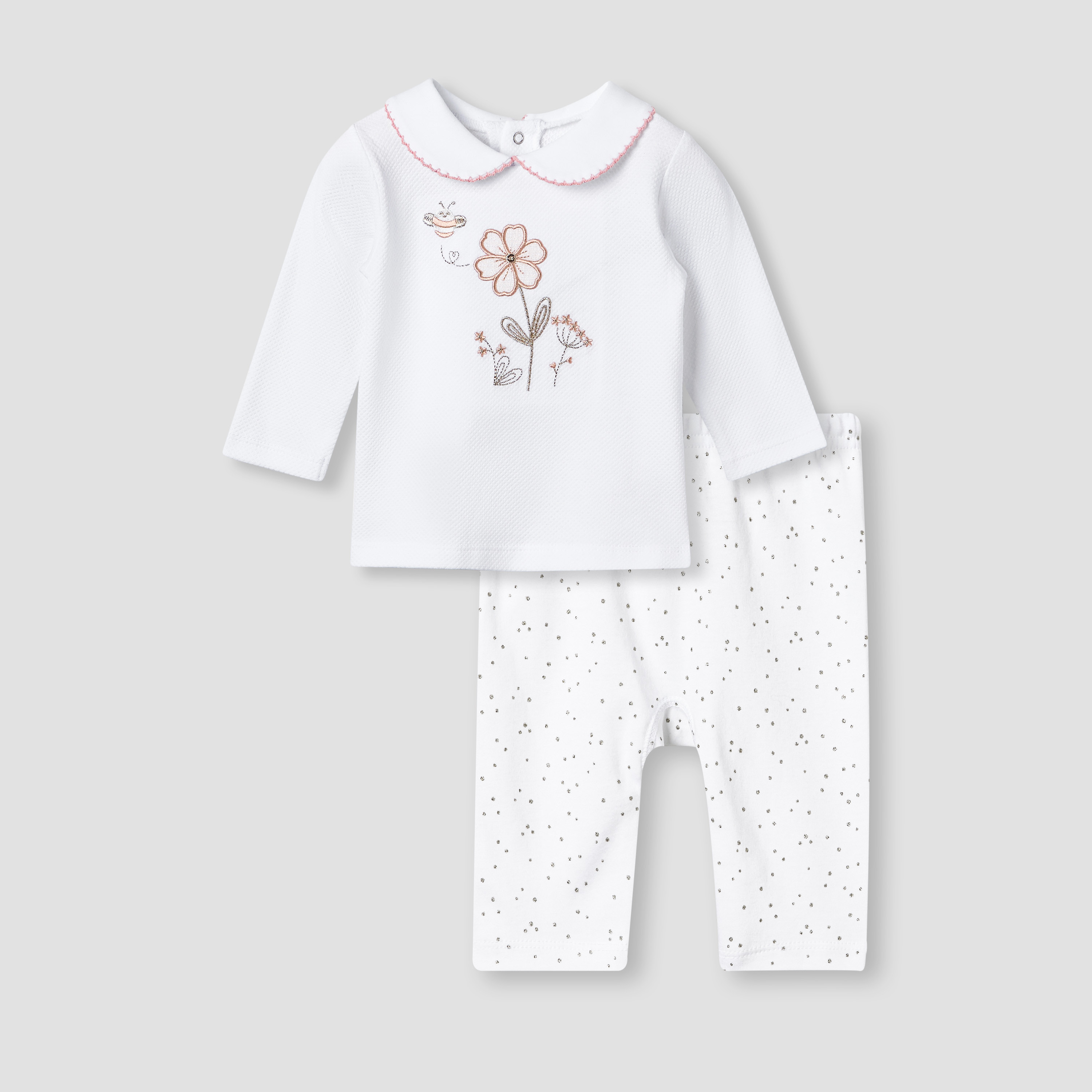 Giggles Embroidered T-shirt and Pyjama Set-baby-girls-clothing-nightwear-pyjamasets-image-1