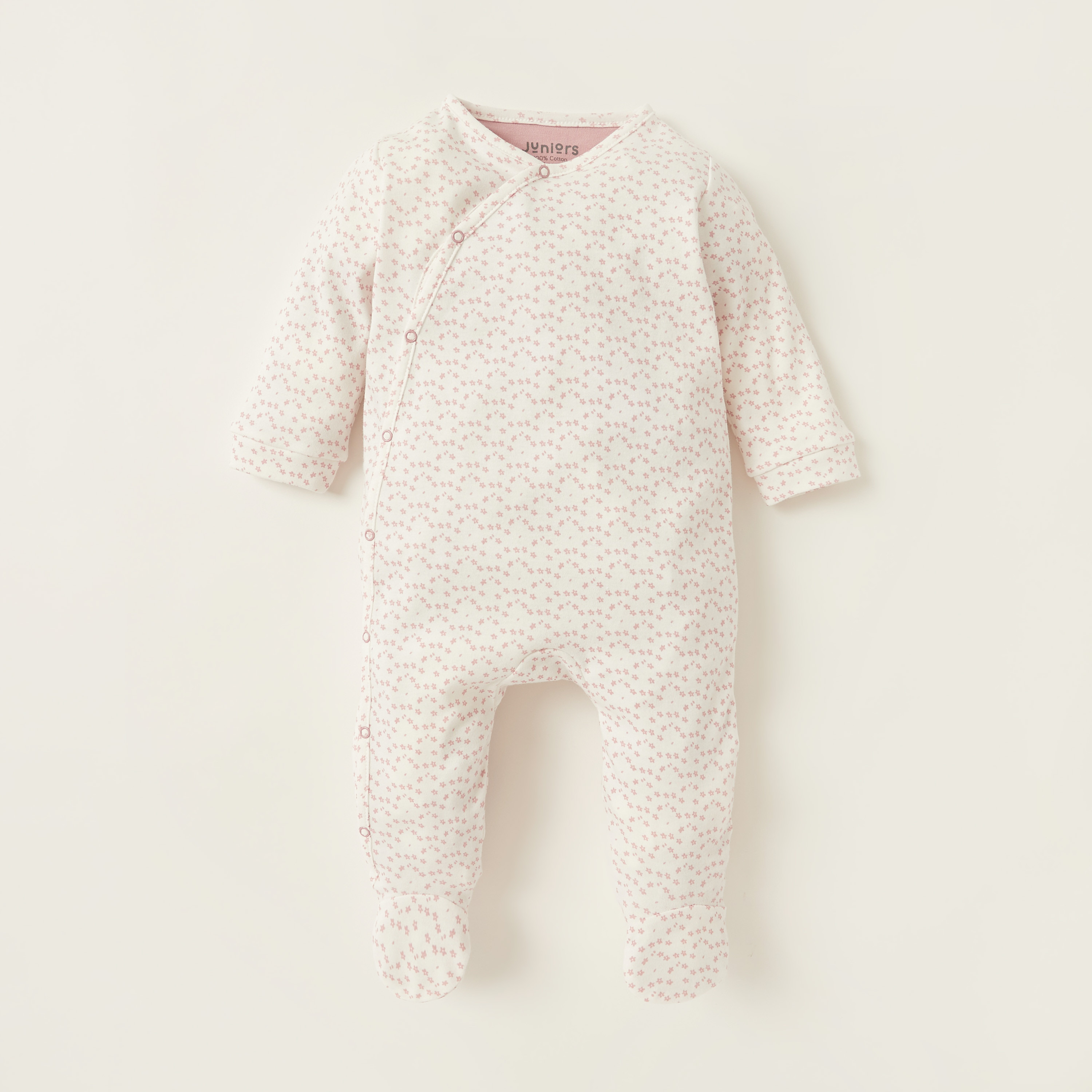 Juniors All-Over Printed Closed Feet Sleepsuit with Long Sleeves-baby-girls-clothing-nightwear-sleepsuits-image-1