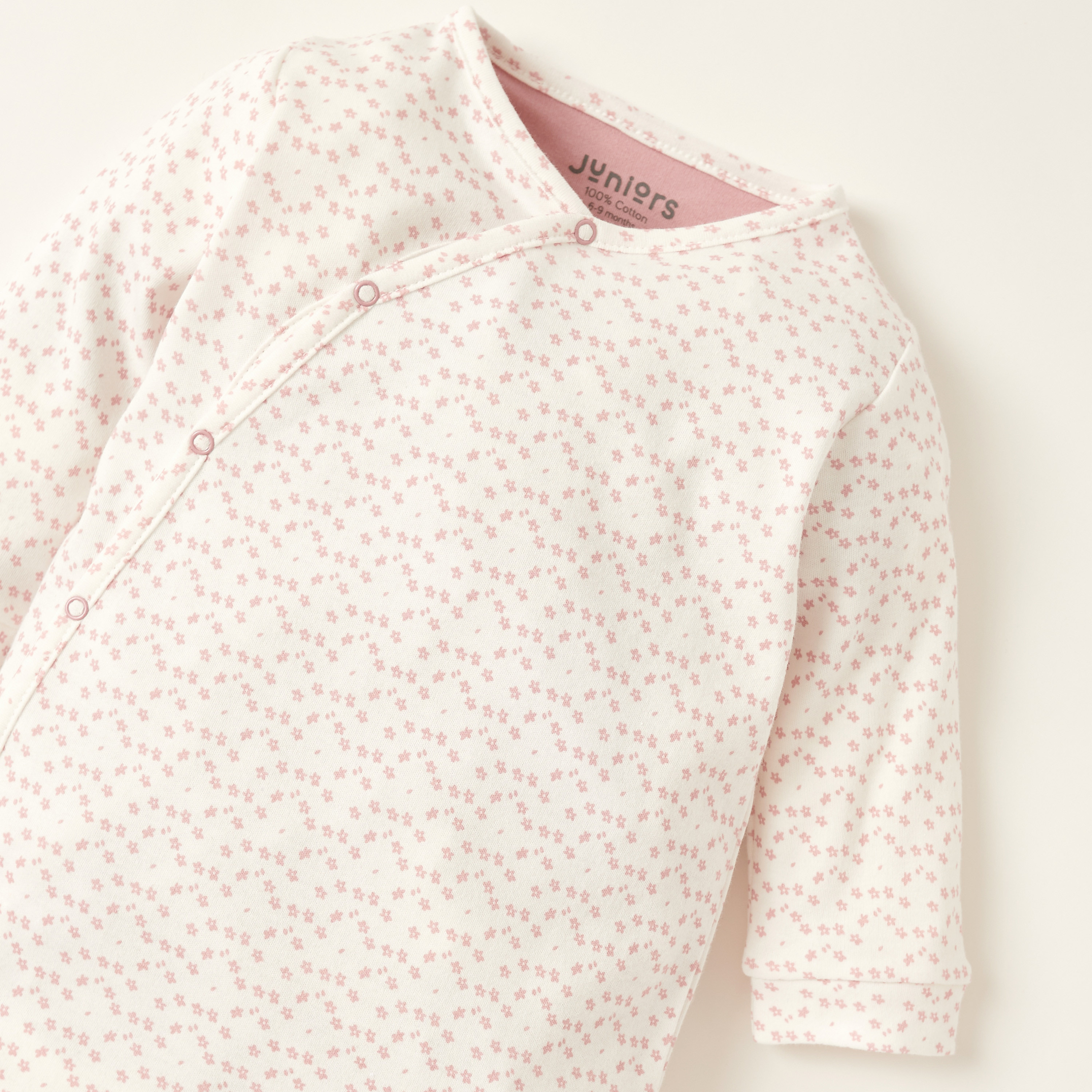 Juniors All-Over Printed Closed Feet Sleepsuit with Long Sleeves-baby-girls-clothing-nightwear-sleepsuits-image-2