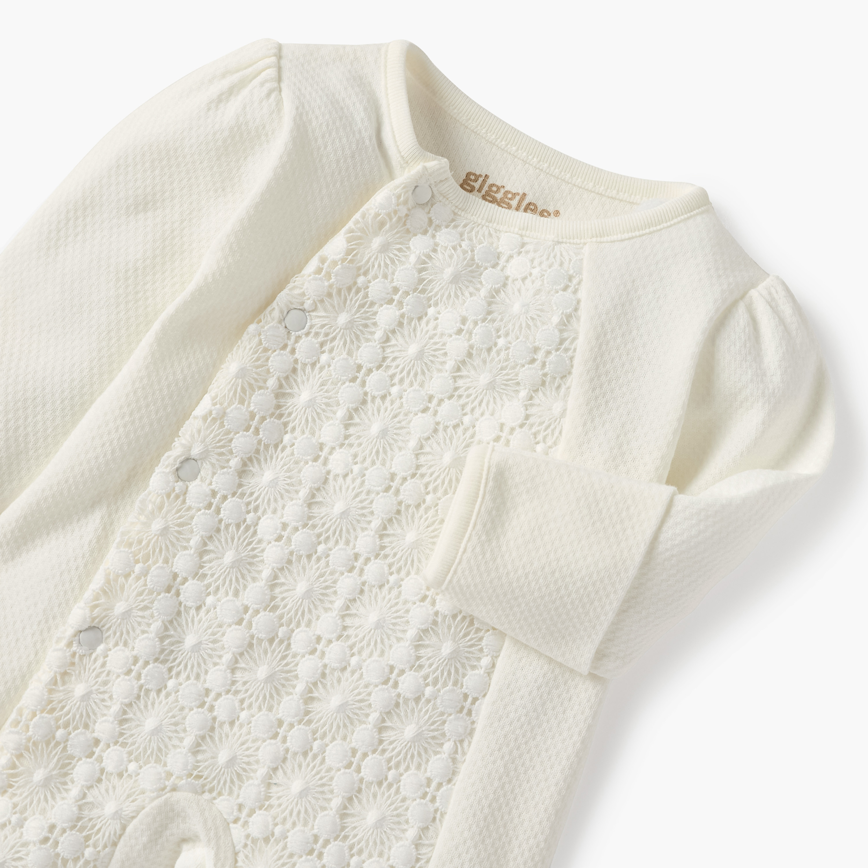 Juniors Lace Detail Closed Feet Sleepsuit with Long Sleeves-baby-girls-clothing-nightwear-sleepsuits-image-3