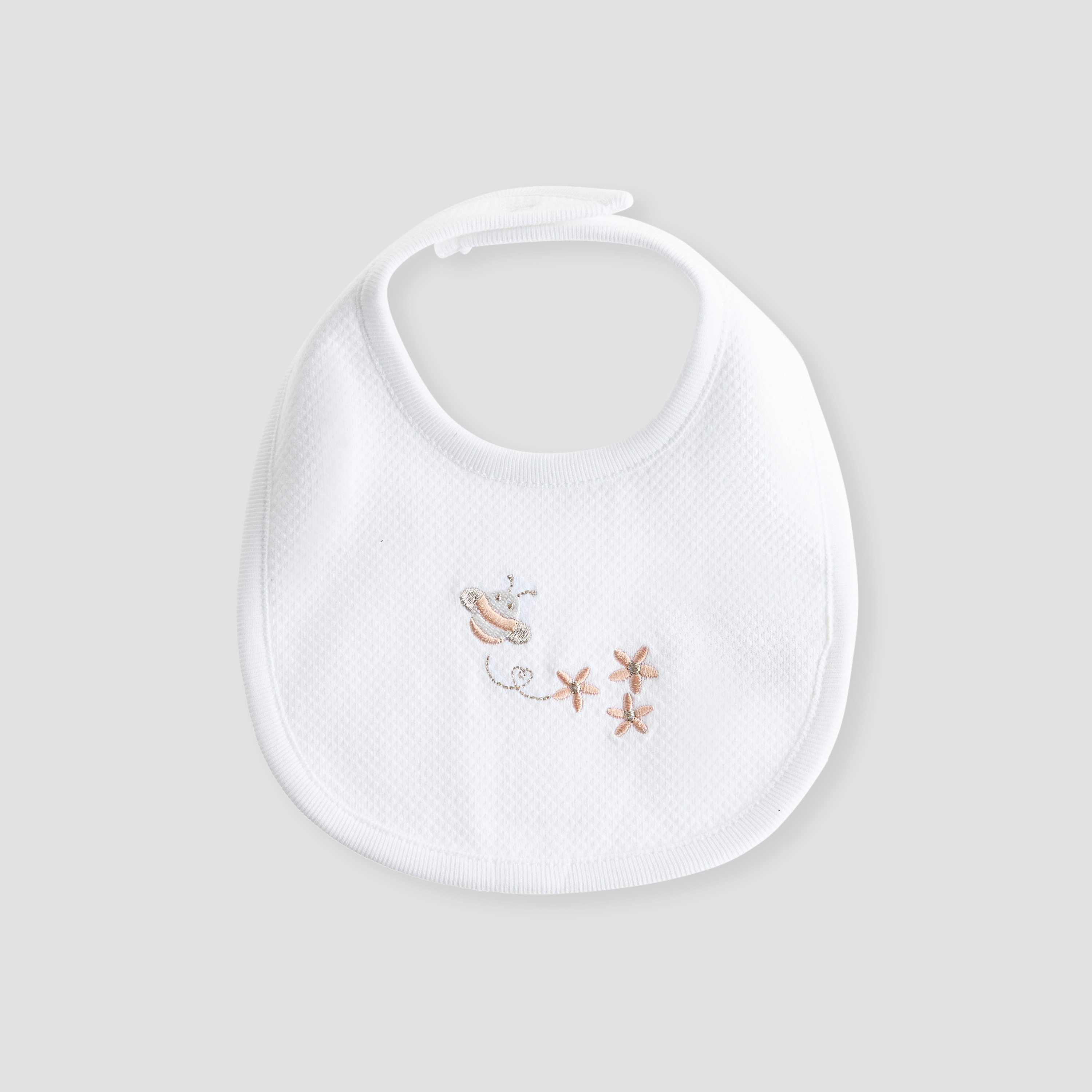 Giggles Bee Embroidered Bib with Button Closure-baby-feeding-bibs-image-1