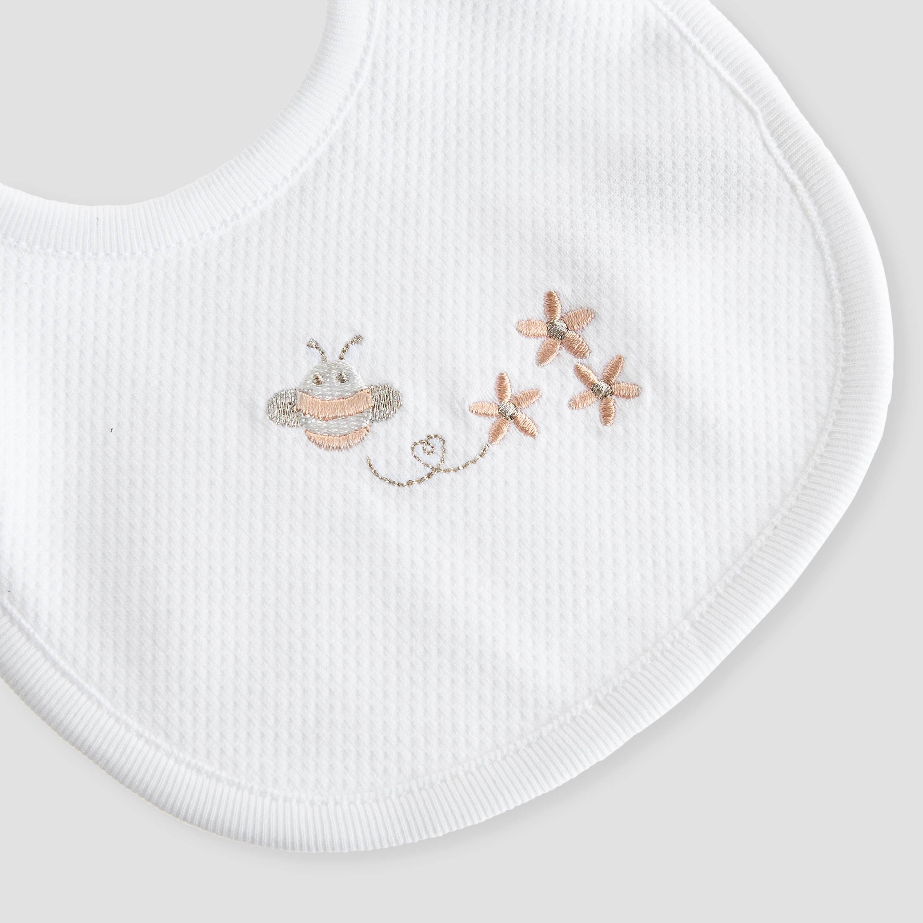 Giggles Bee Embroidered Bib with Button Closure-baby-feeding-bibs-image-2