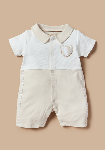 Giggles Embroidered Romper with Collar and Short Sleeves-Rompers%2C Dungarees and Jumpsuits-image-0
