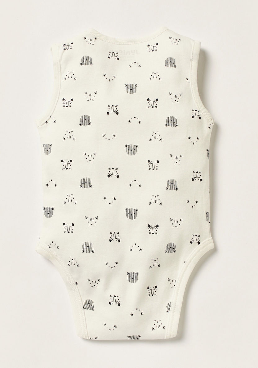 Juniors Printed Sleeveless Bodysuit with Snap Button Closure-Bodysuits-image-2