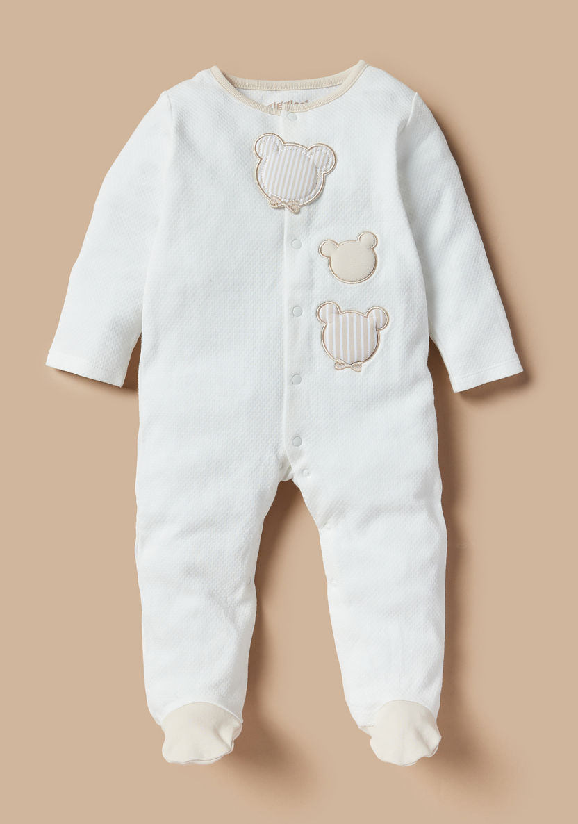 Giggles Embroidered Sleepsuit with Long Sleeves-Sleepsuits-image-0