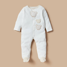 Giggles Embroidered Sleepsuit with Long Sleeves