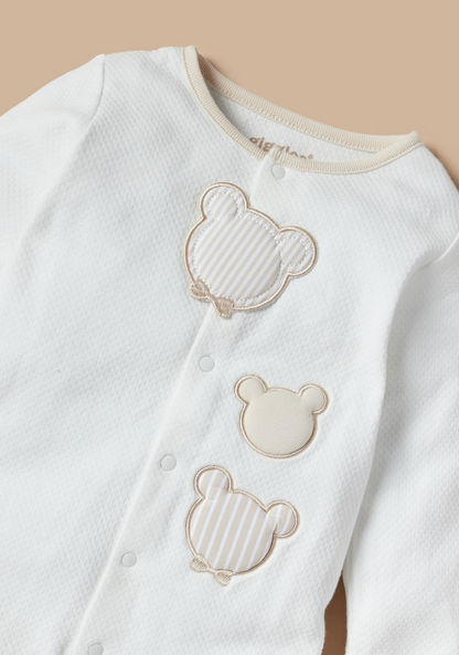 Giggles Embroidered Sleepsuit with Long Sleeves-Sleepsuits-image-1