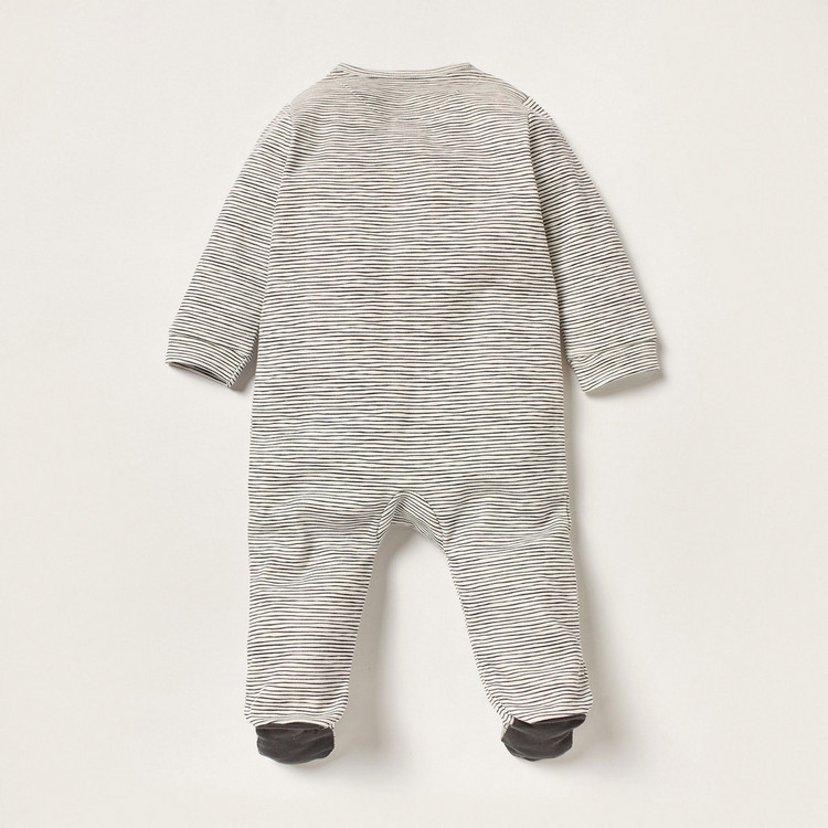 Juniors Striped Closed Feet Sleepsuit with Long Sleeves