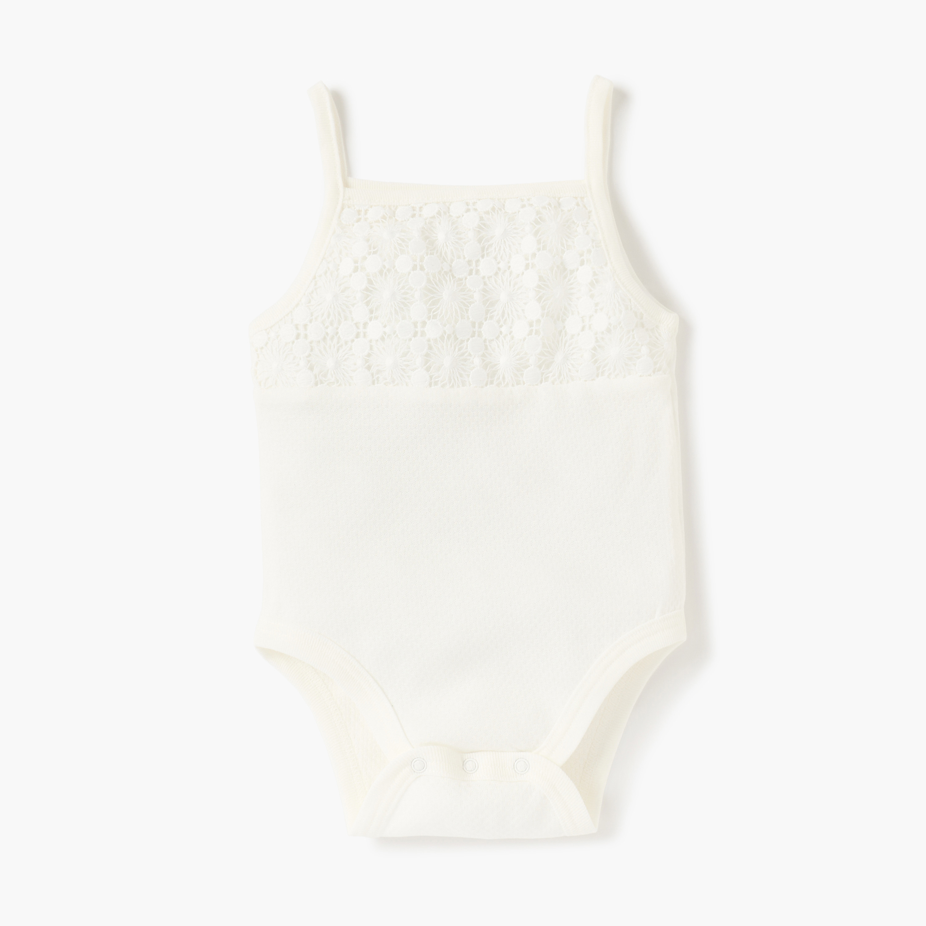 Giggles Lace Detail Sleeveless Bodysuit with Snap Button Closure-baby-girls-clothing-bodysuits-image-1