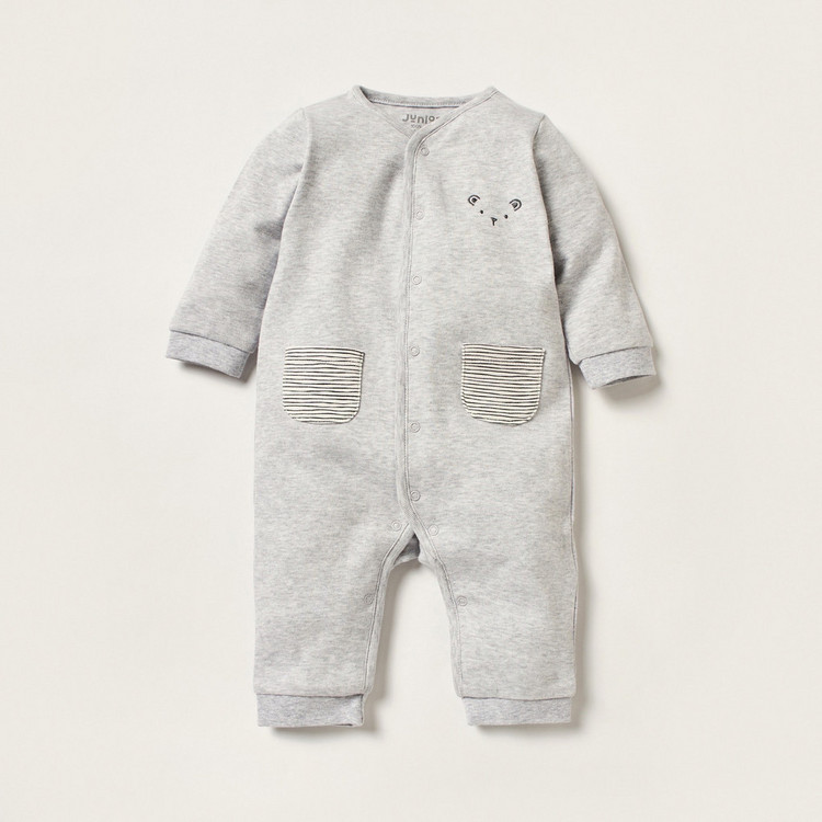 Juniors Embroidered Sleepsuit with Long Sleeves and Pockets